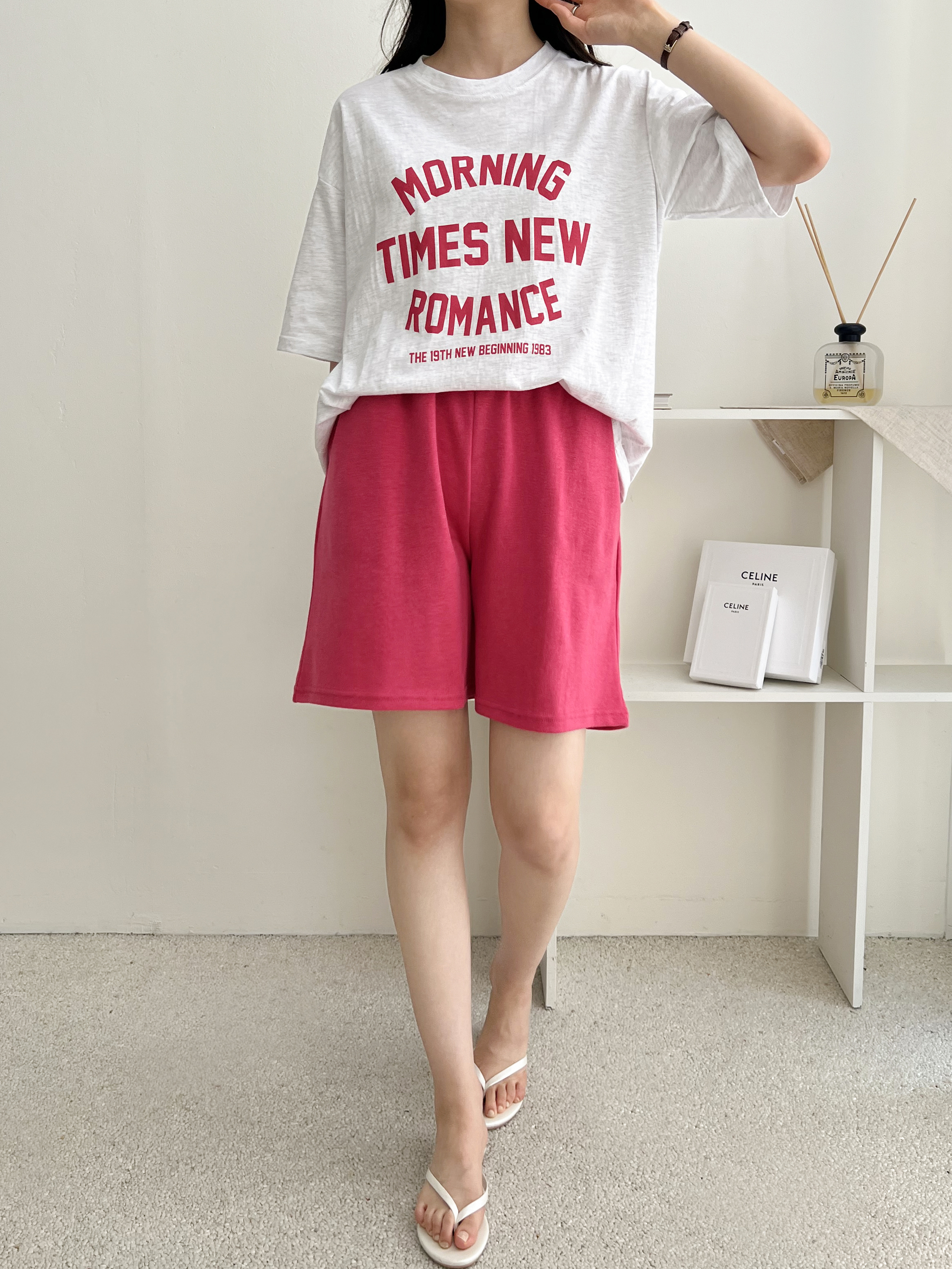 MORNING配色半袖Tシャツ&ウエストゴムハーフパンツSET | 詳細画像10