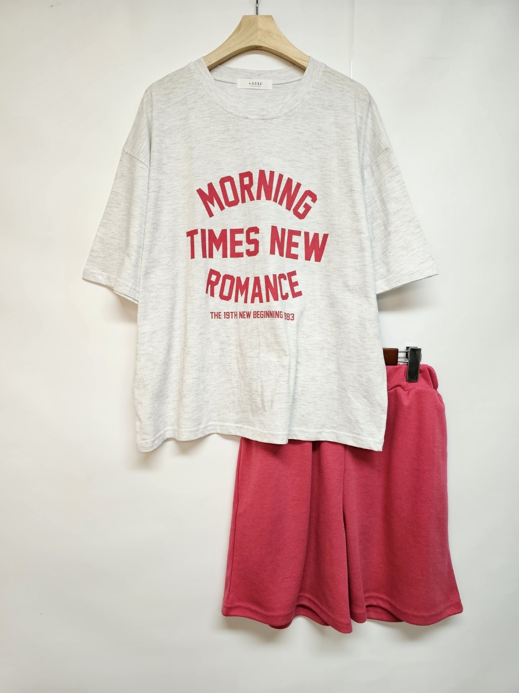 MORNING配色半袖Tシャツ&ウエストゴムハーフパンツSET | 詳細画像12