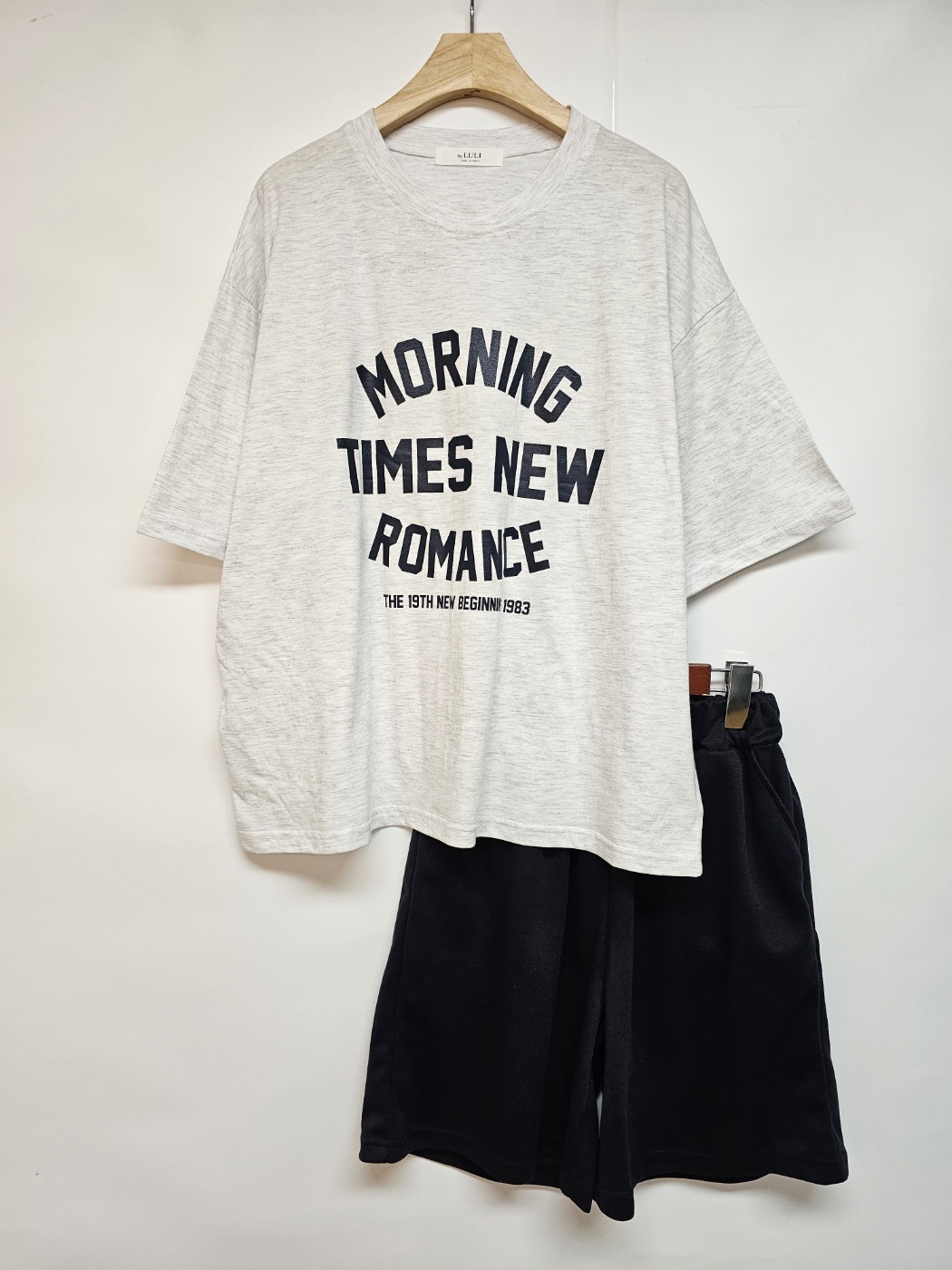 MORNING配色半袖Tシャツ&ウエストゴムハーフパンツSET | 詳細画像13