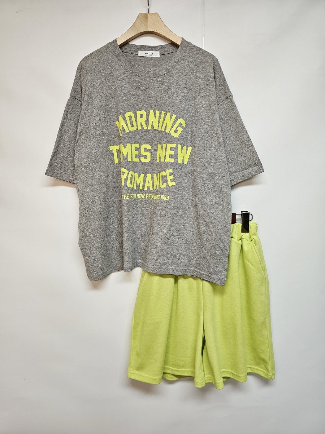 MORNING配色半袖Tシャツ&ウエストゴムハーフパンツSET | 詳細画像14