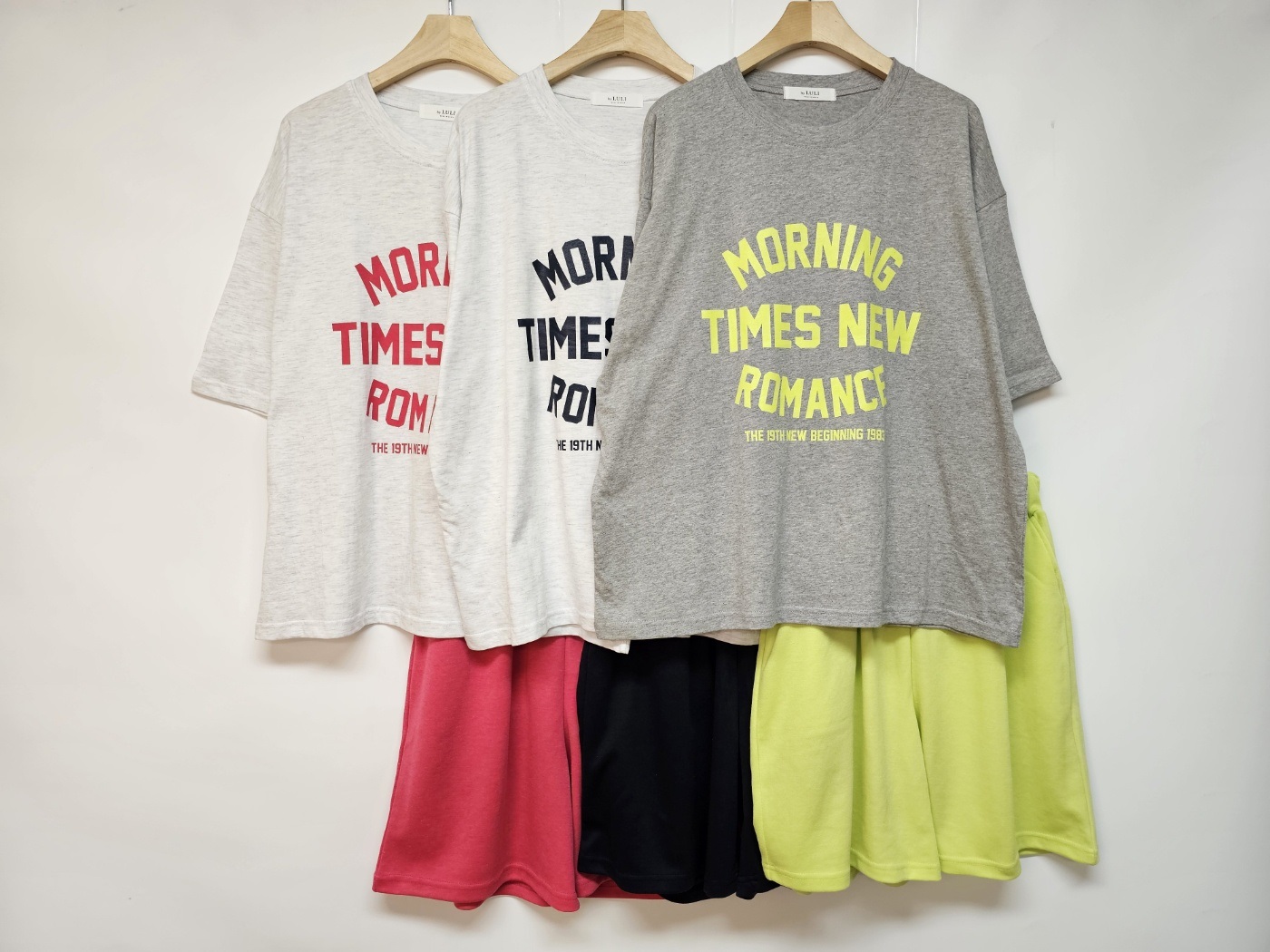 MORNING配色半袖Tシャツ&ウエストゴムハーフパンツSET | 詳細画像15