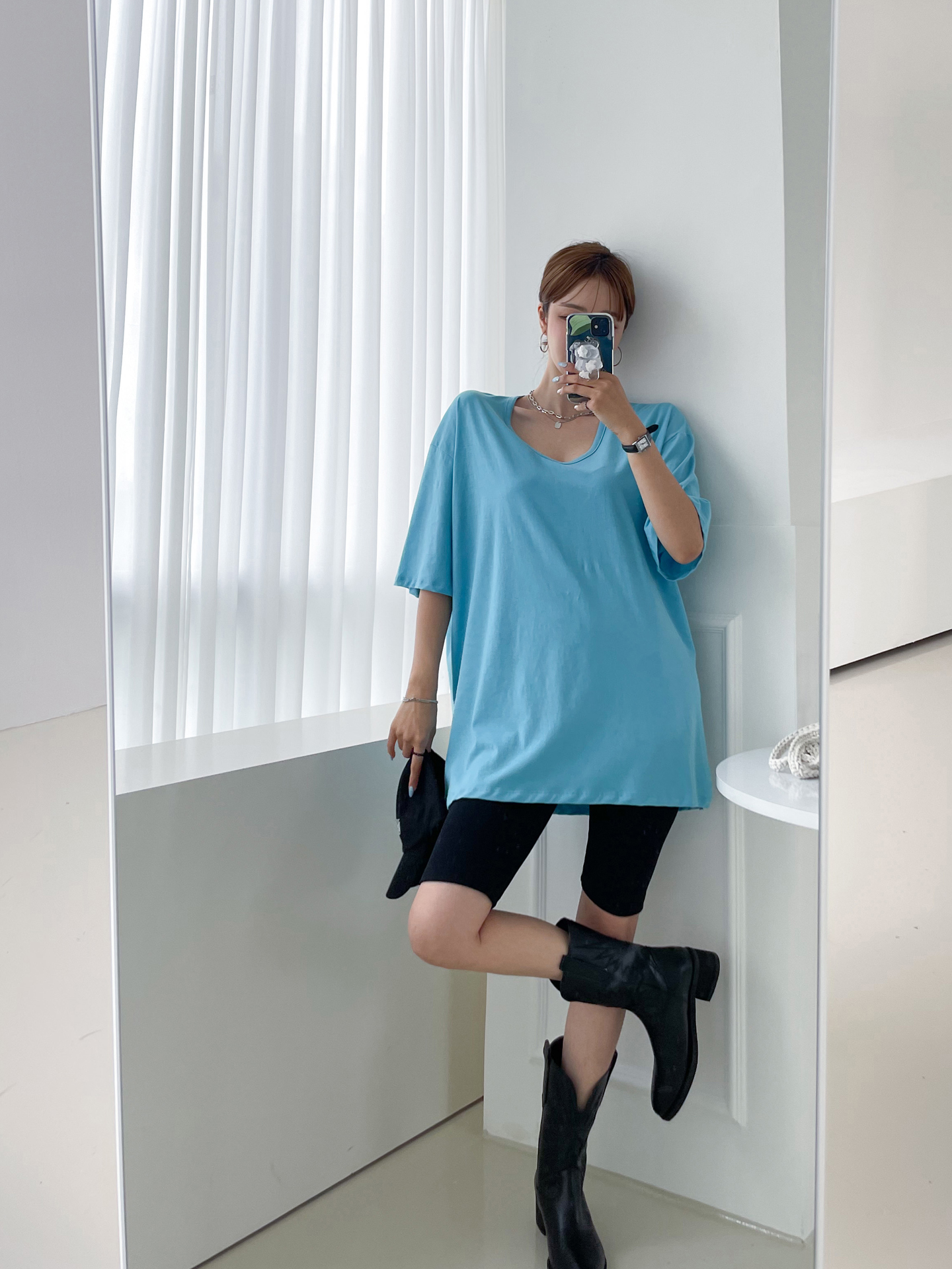 Uネックスリットロング6分袖Tシャツ | 詳細画像5