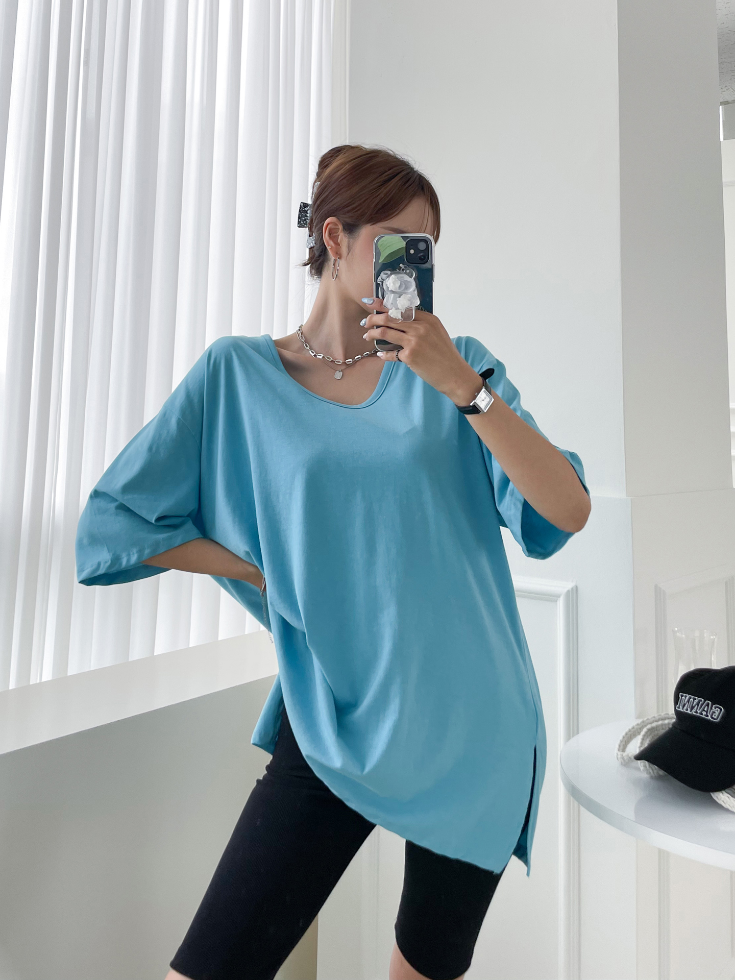 Uネックスリットロング6分袖Tシャツ | 詳細画像6