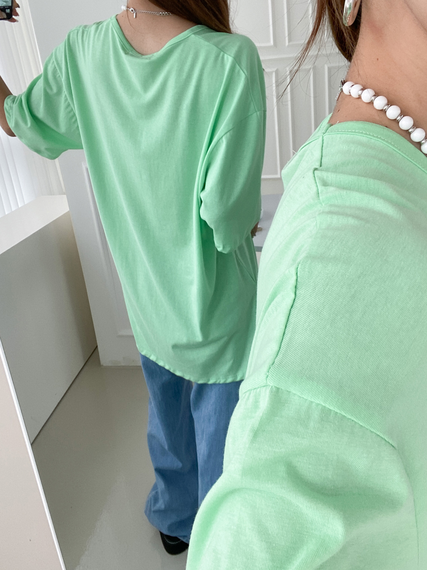 Uネックスリットロング6分袖Tシャツ | 詳細画像8