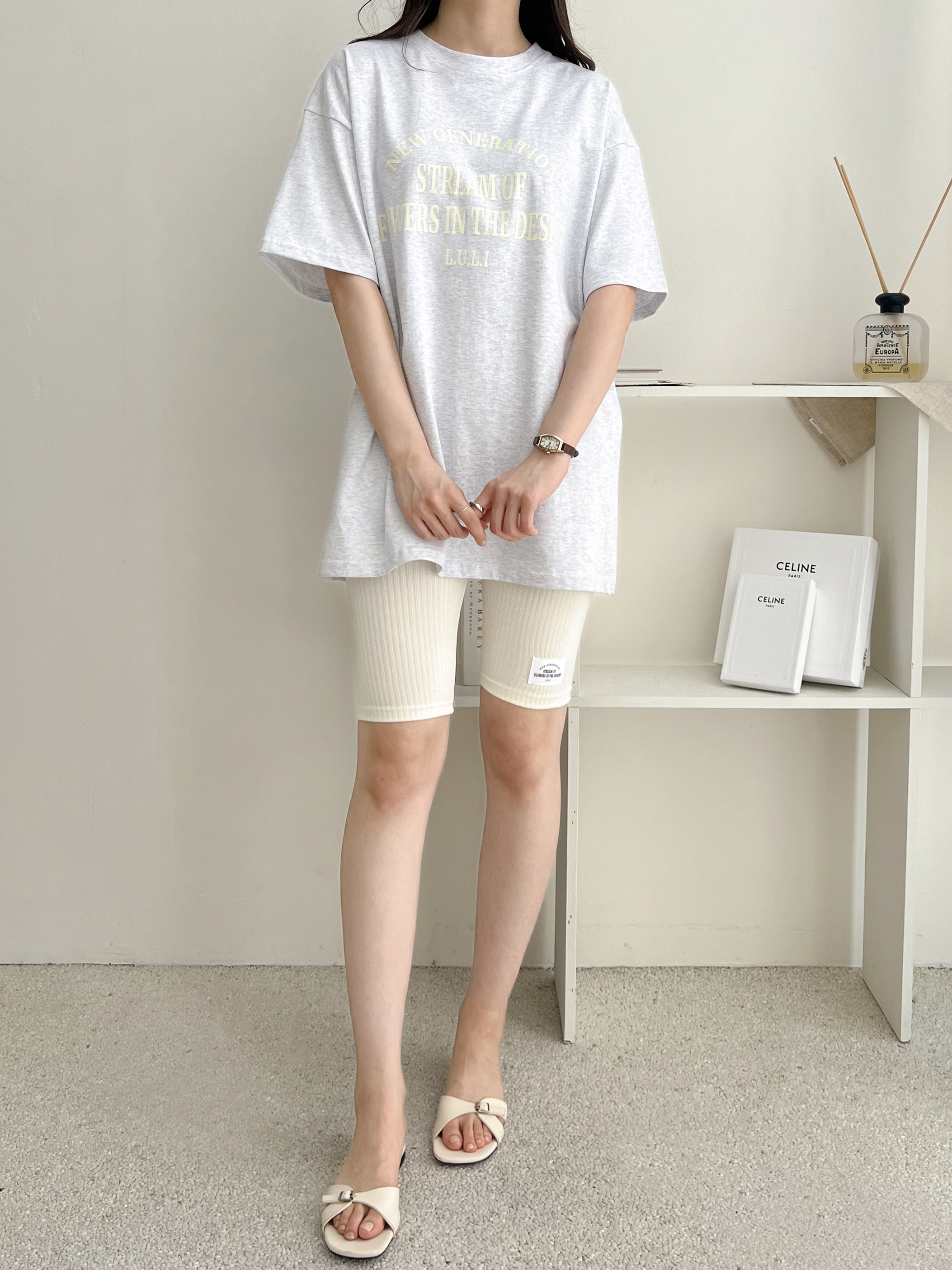レタリング半袖ルーズTシャツ&パッチハーフレギンスSET | 詳細画像5