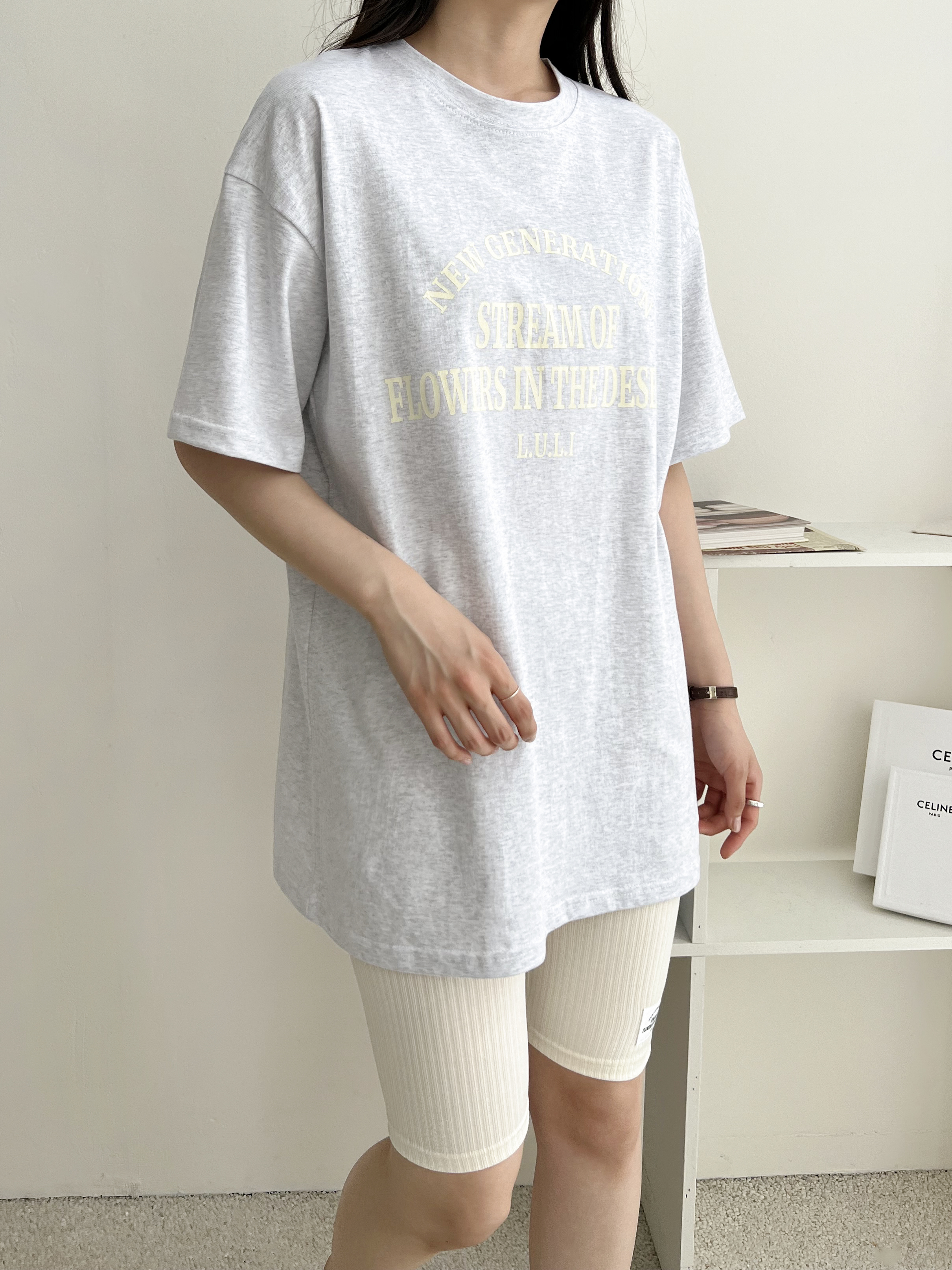 レタリング半袖ルーズTシャツ&パッチハーフレギンスSET | 詳細画像8