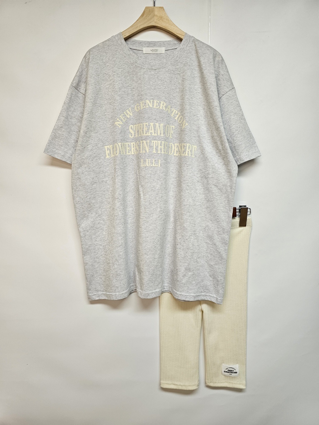 レタリング半袖ルーズTシャツ&パッチハーフレギンスSET | 詳細画像13