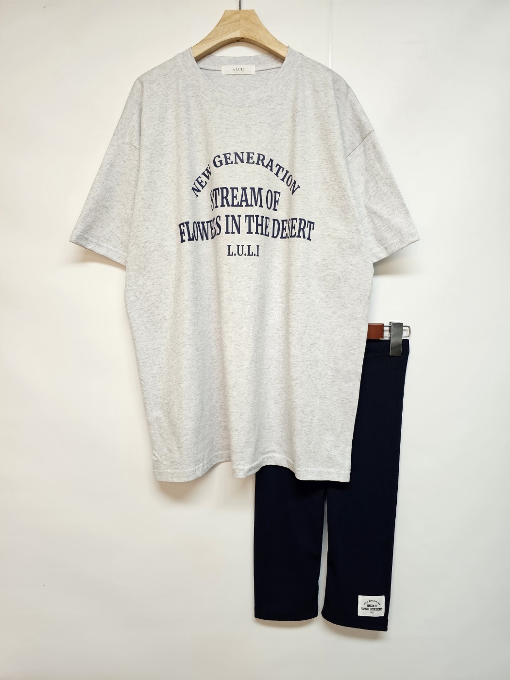 レタリング半袖ルーズTシャツ&パッチハーフレギンスSET | 詳細画像14