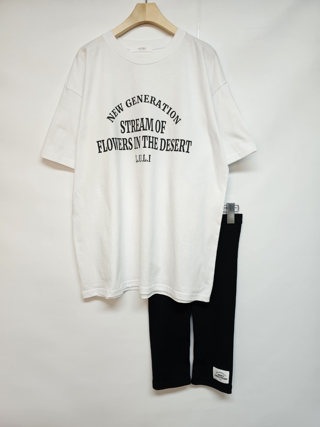 レタリング半袖ルーズTシャツ&パッチハーフレギンスSET | 詳細画像15