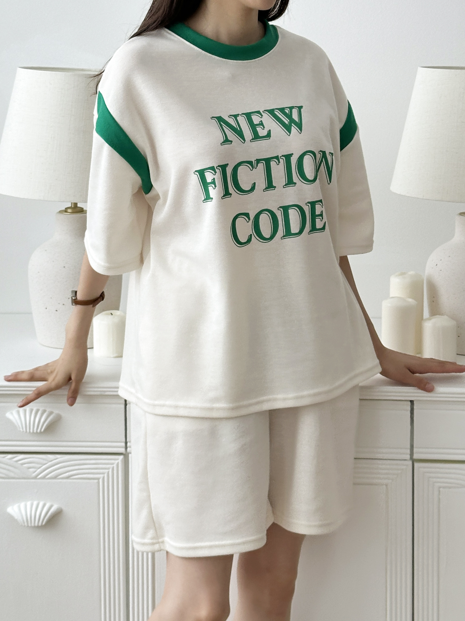 NEW配色半袖Tシャツ&ウエストゴムハーフパンツSET | 詳細画像7