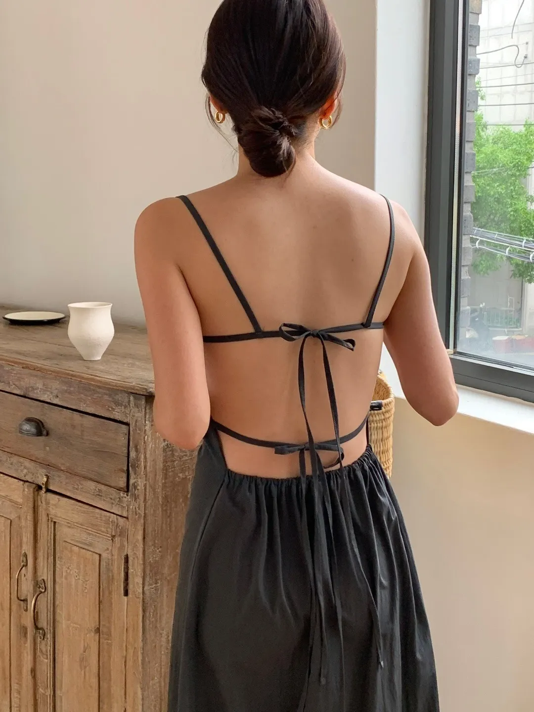 バックレスリボンスクエアキャミワンピース | 詳細画像1