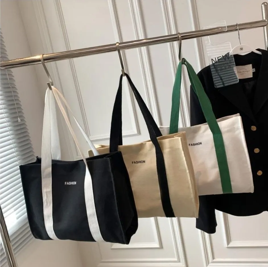 FASHIONロゴ配色キャンバストートバッグ | 詳細画像1