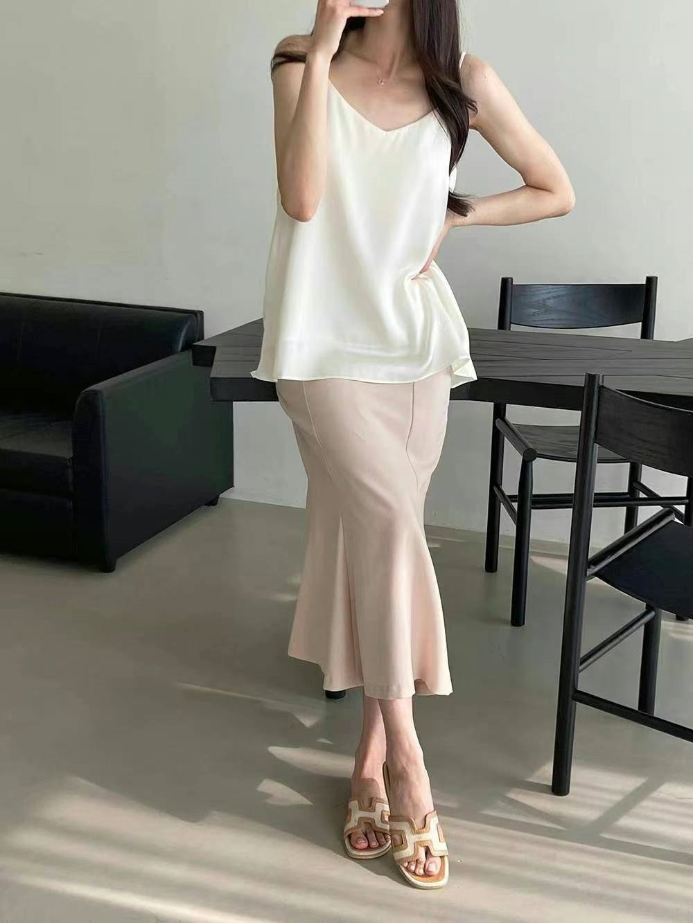 Vネックサテンキャミソールブラウス | 詳細画像6