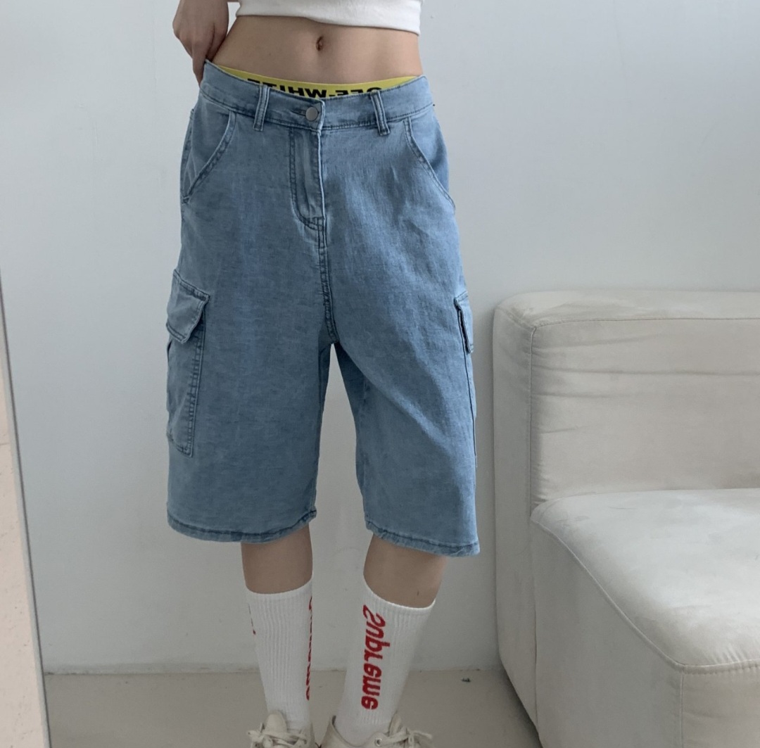バックゴムワイドカーゴハーフデニムパンツ | 詳細画像11