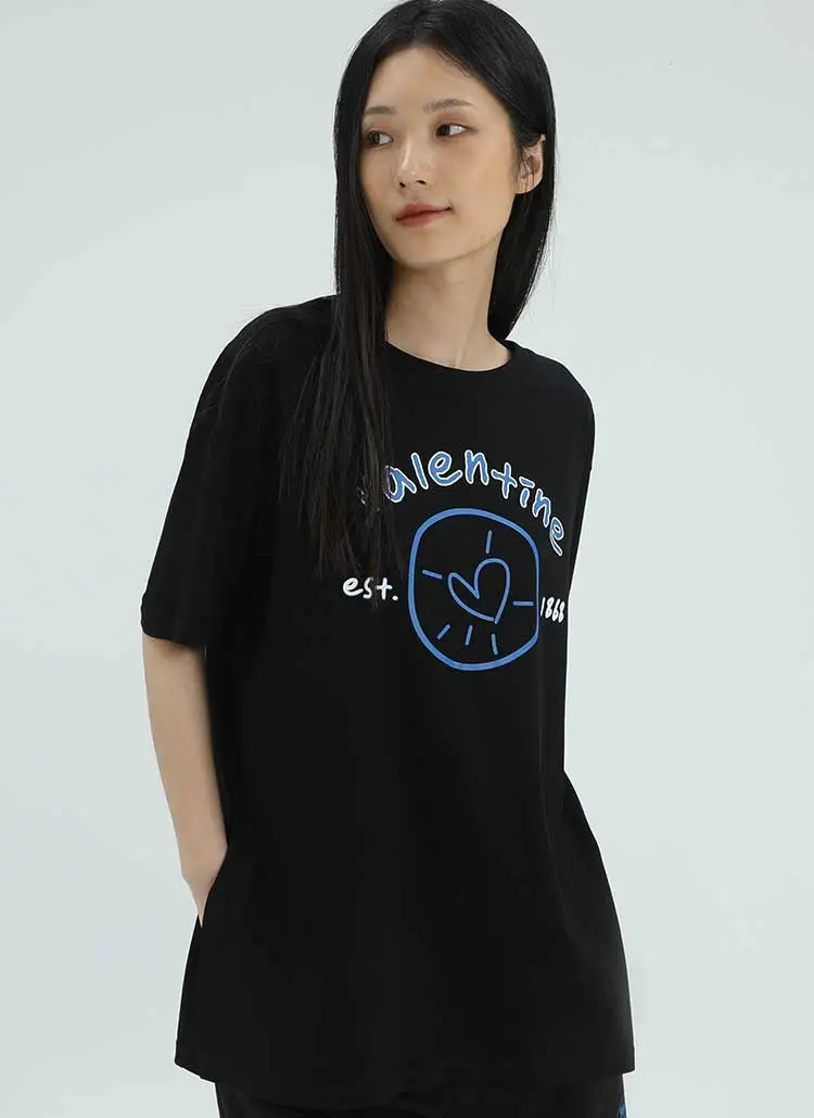 ハートプリントスリットボクシー半袖Tシャツ | pigment | 詳細画像1