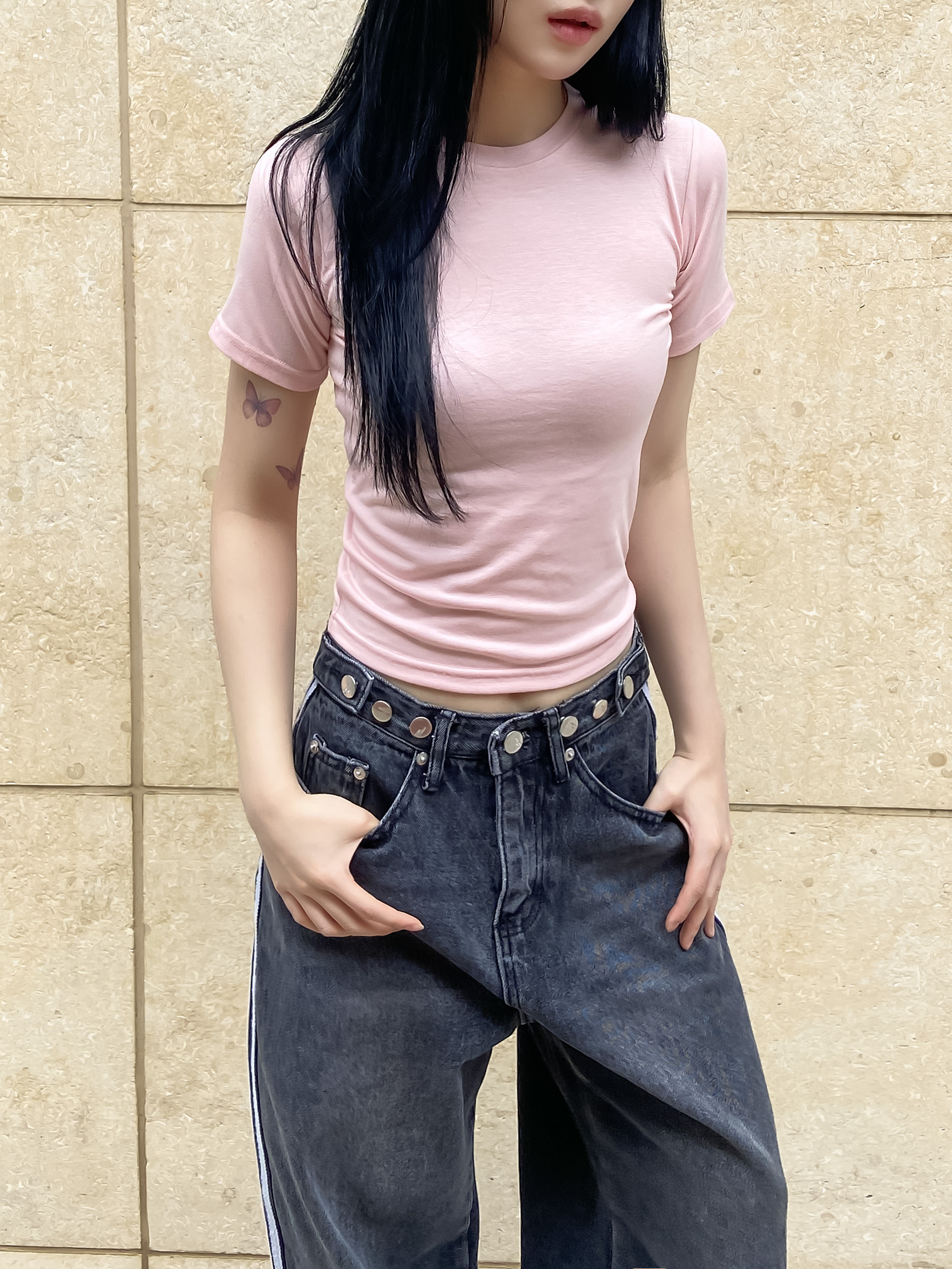クロップドスリム半袖Tシャツ | 詳細画像12