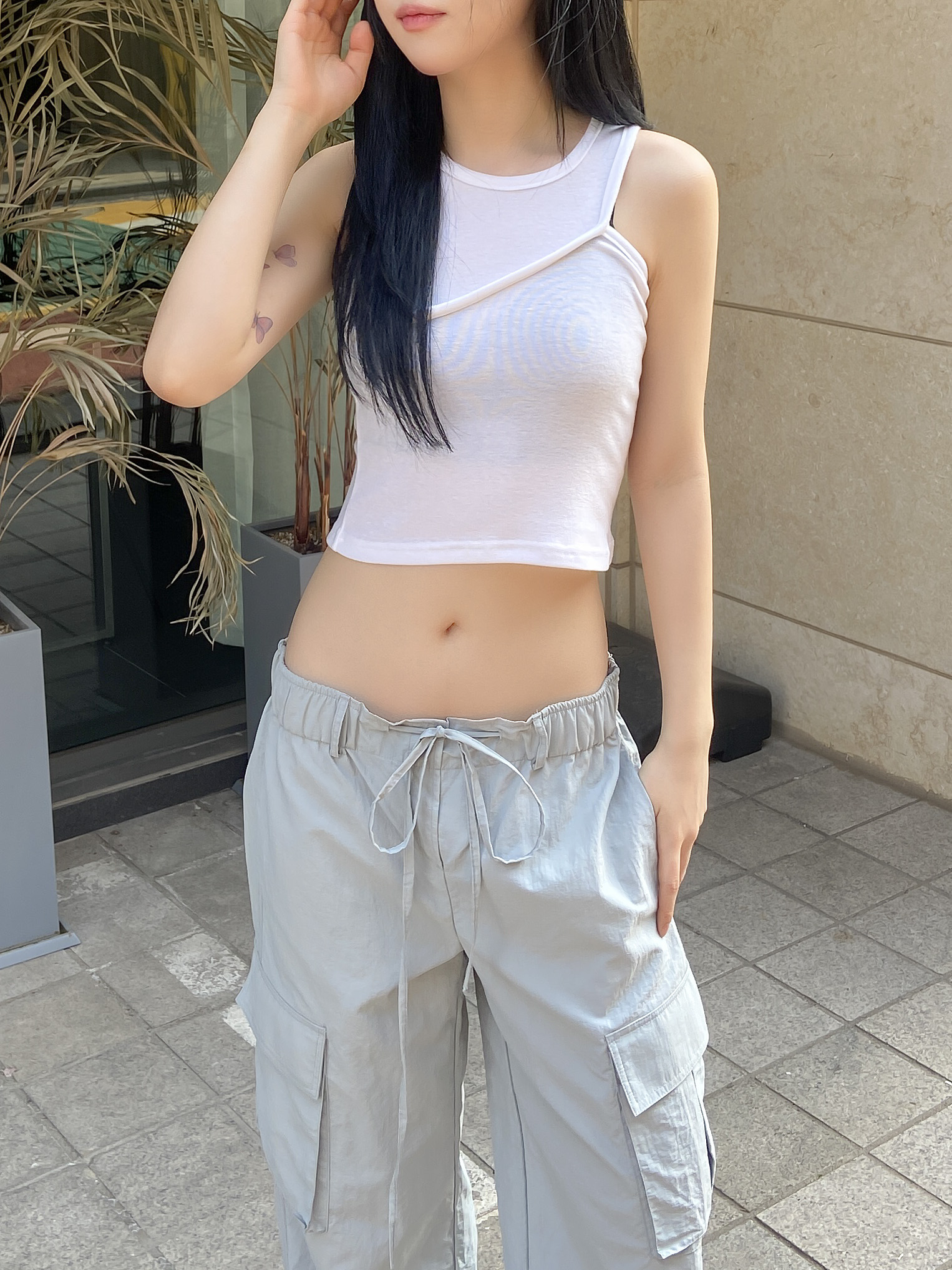 アンバランスカットクロップドタンクトップ | 詳細画像7