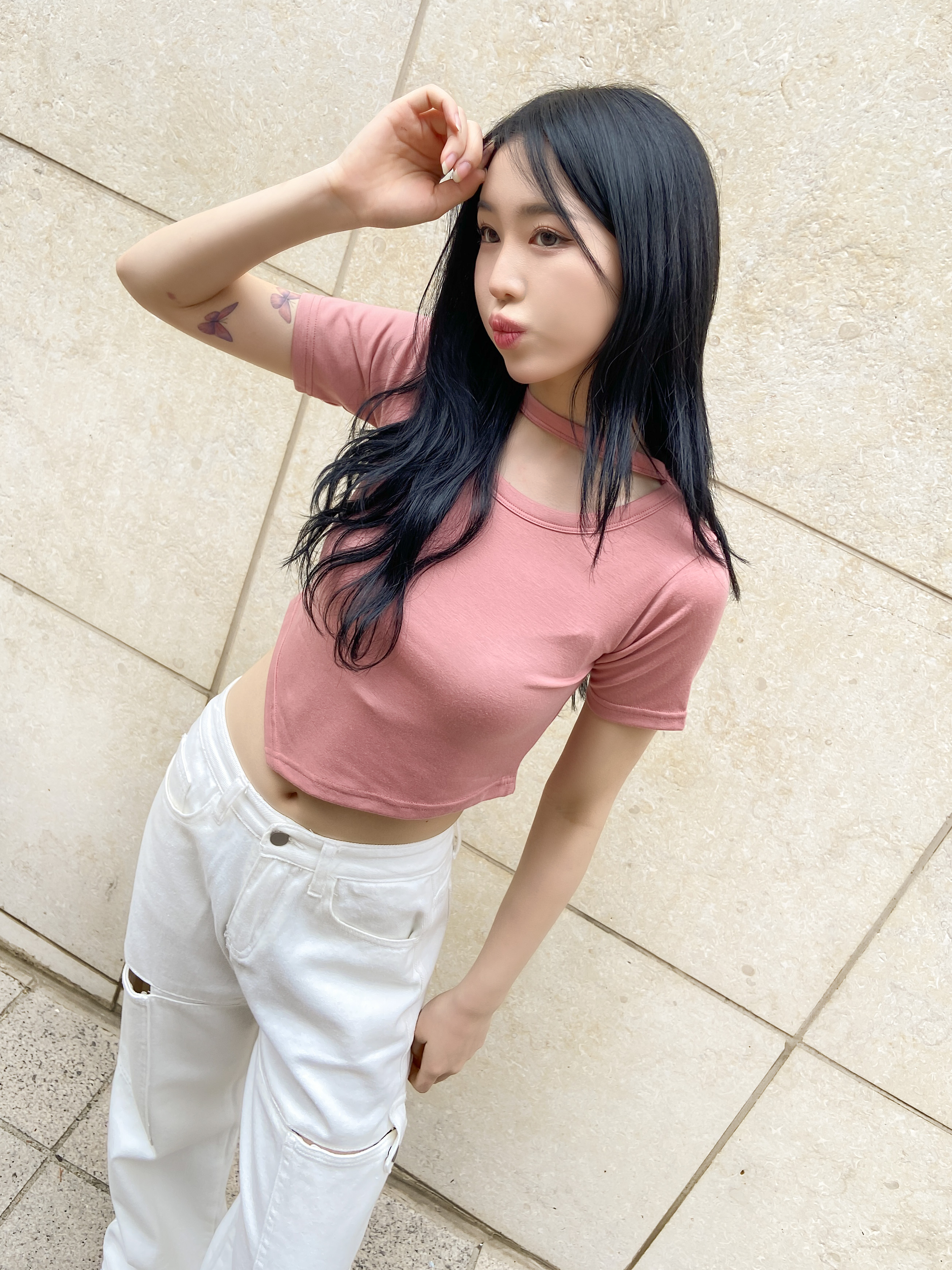 チョーカーアンバランスクロップド半袖Tシャツ | 詳細画像16