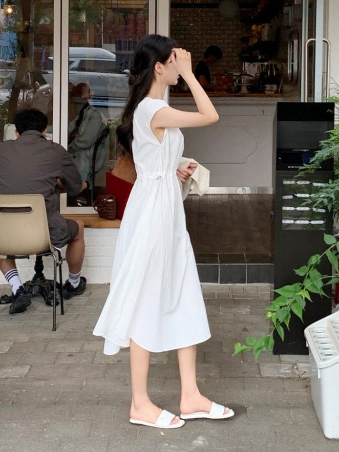 ドローコードフレンチスリーブギャザーワンピース | 詳細画像4