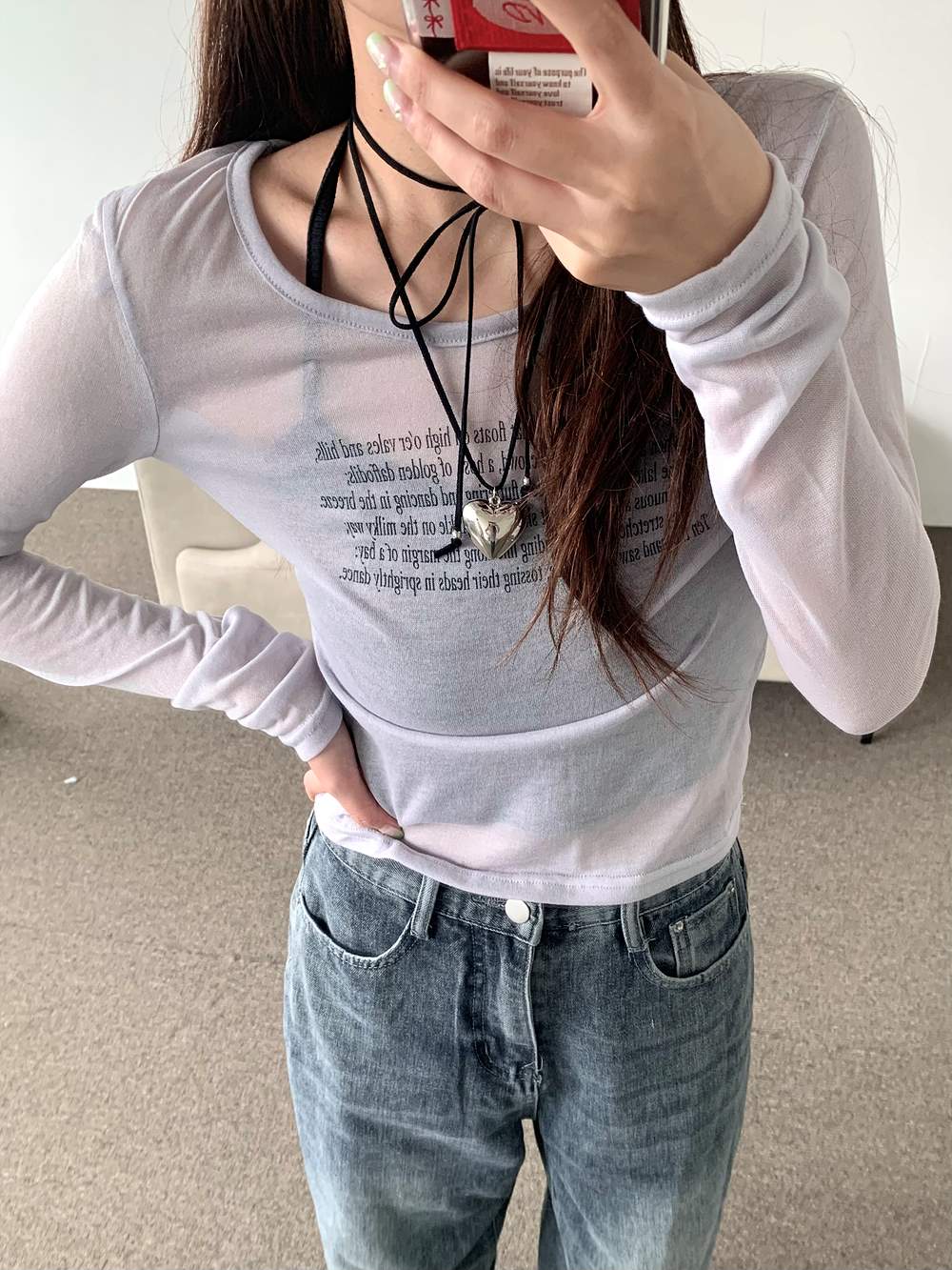 レタリングシアー長袖Tシャツ | 詳細画像13