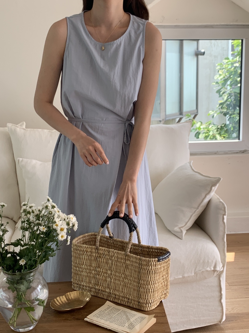 ストラップ付ドローコードノースリワンピース | 詳細画像2