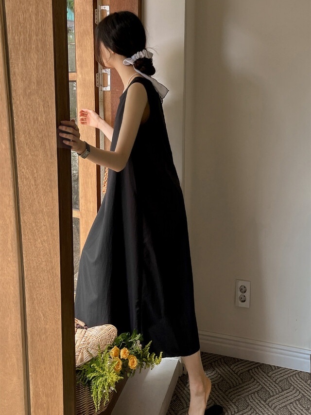 ストラップ付ドローコードノースリワンピース | 詳細画像7