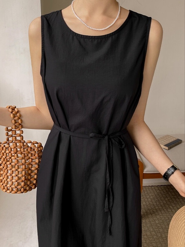 ストラップ付ドローコードノースリワンピース | 詳細画像8