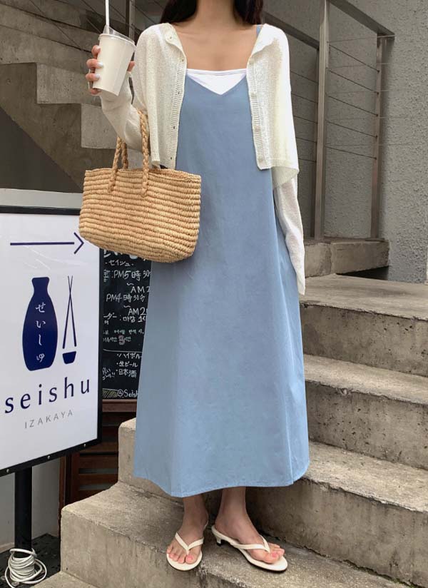 リネン混合 キャミワンピース レディース コットンリネン キャミソール ワンピース キャミ
