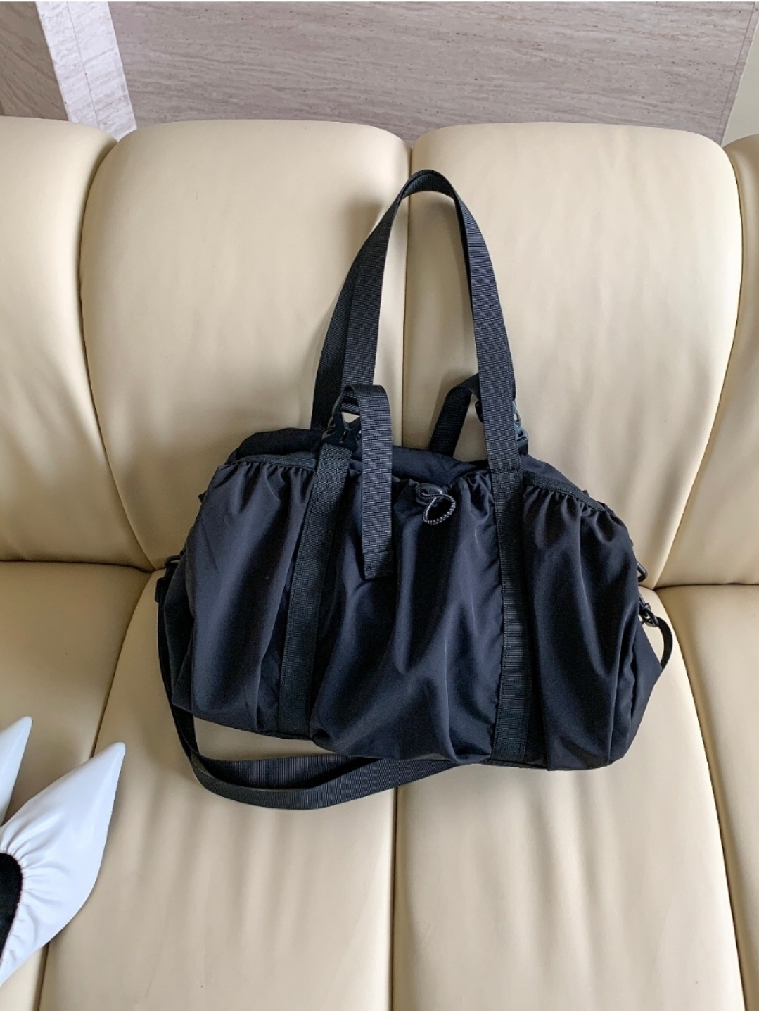 2WAYブラックハンドルドローコードバッグ | 詳細画像4