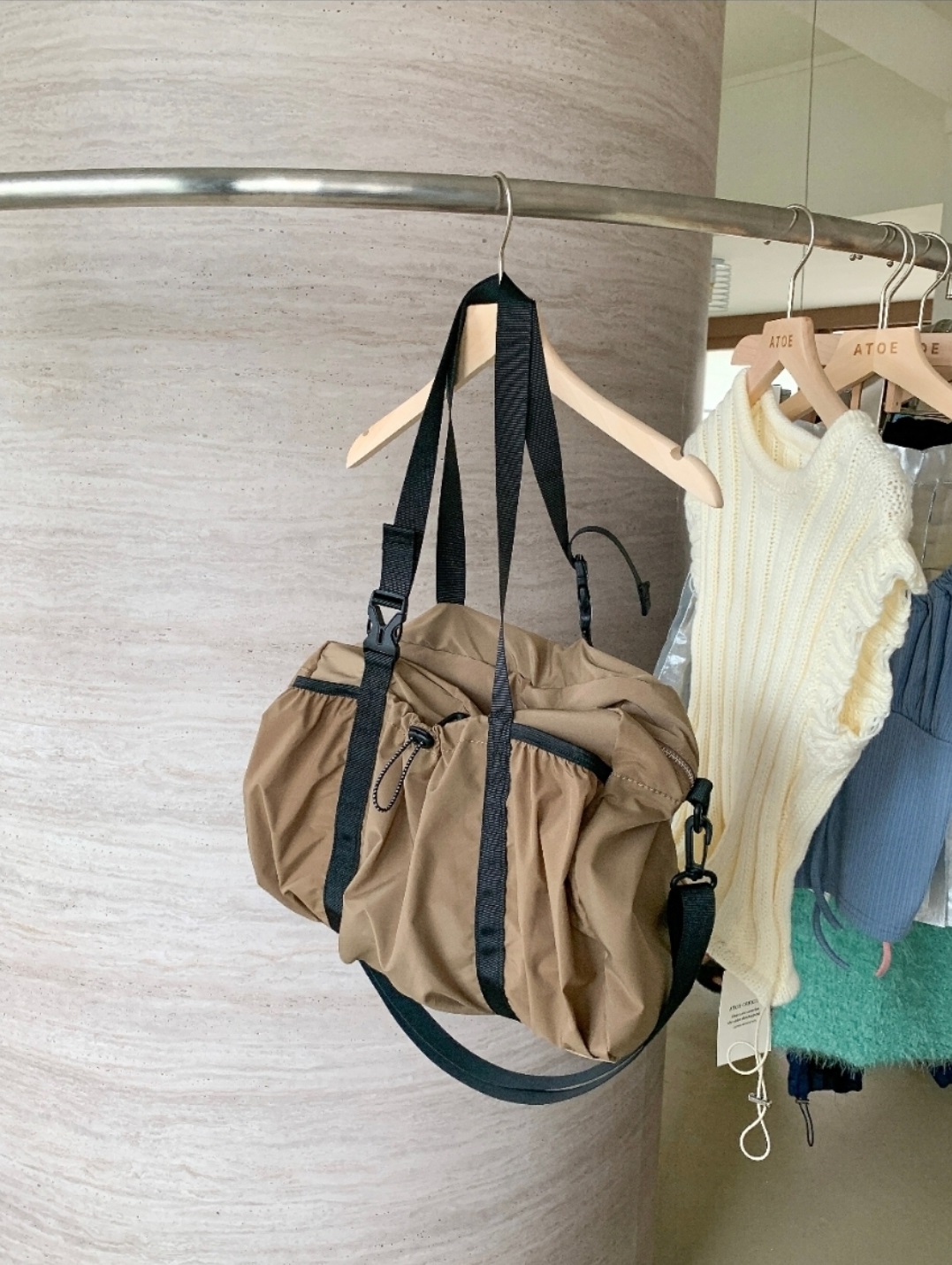 2WAYブラックハンドルドローコードバッグ | 詳細画像5