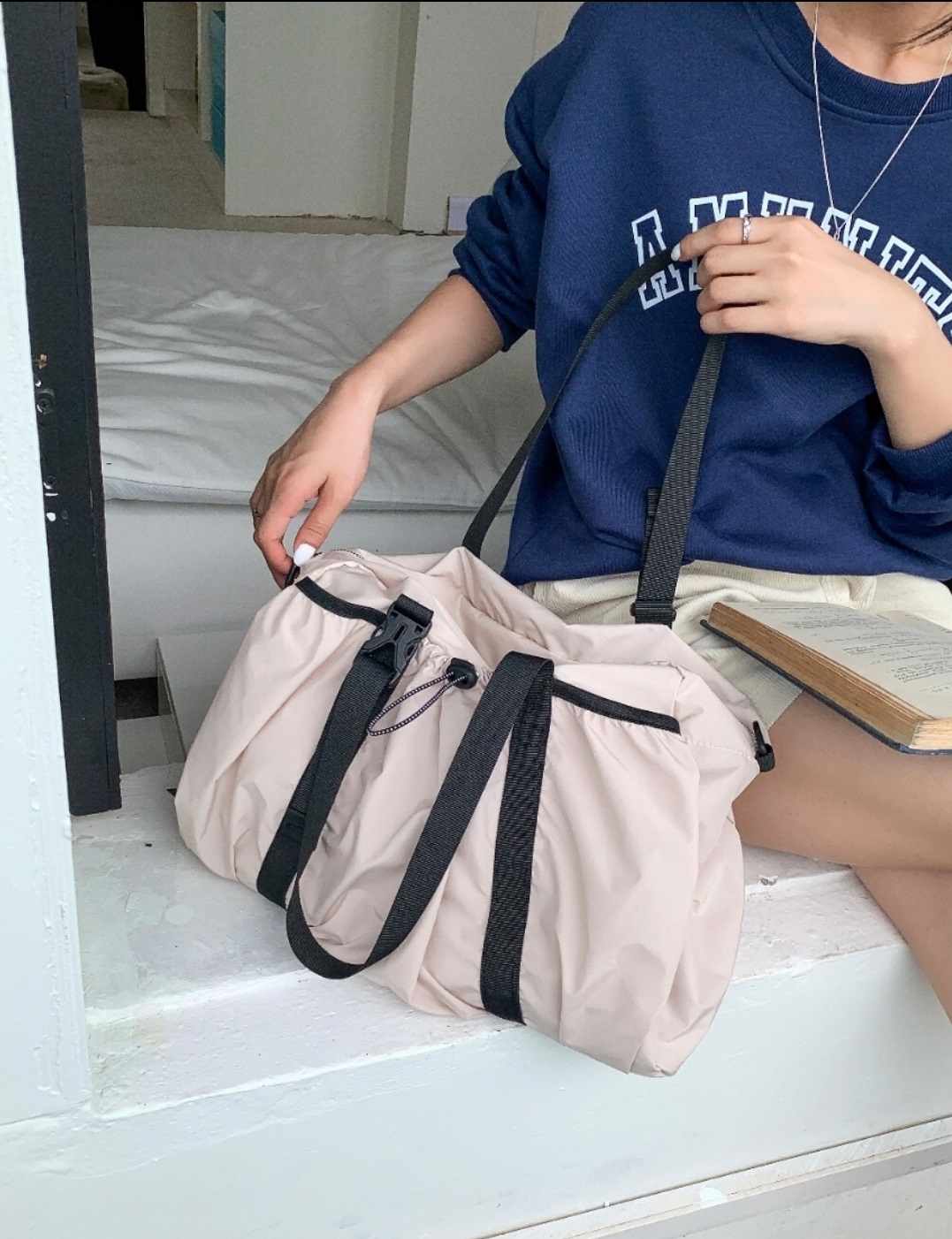 2WAYブラックハンドルドローコードバッグ | 詳細画像7