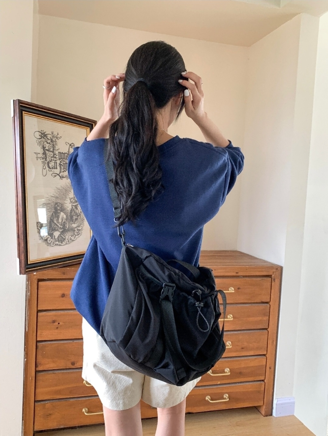 2WAYブラックハンドルドローコードバッグ | 詳細画像9