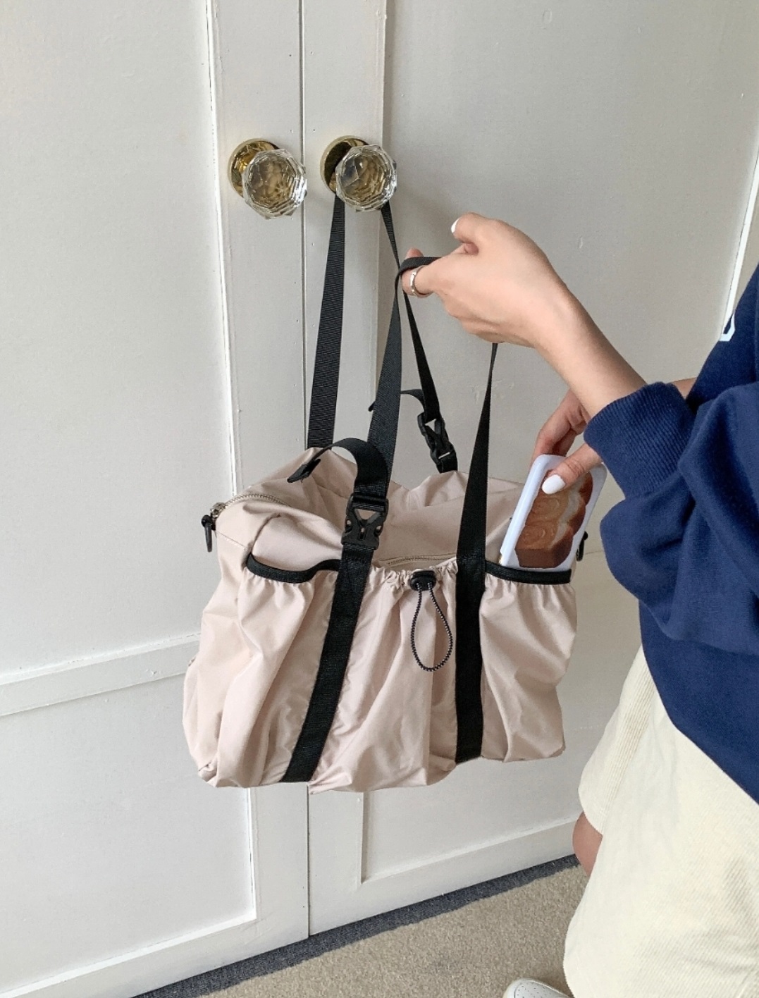 2WAYブラックハンドルドローコードバッグ | 詳細画像13