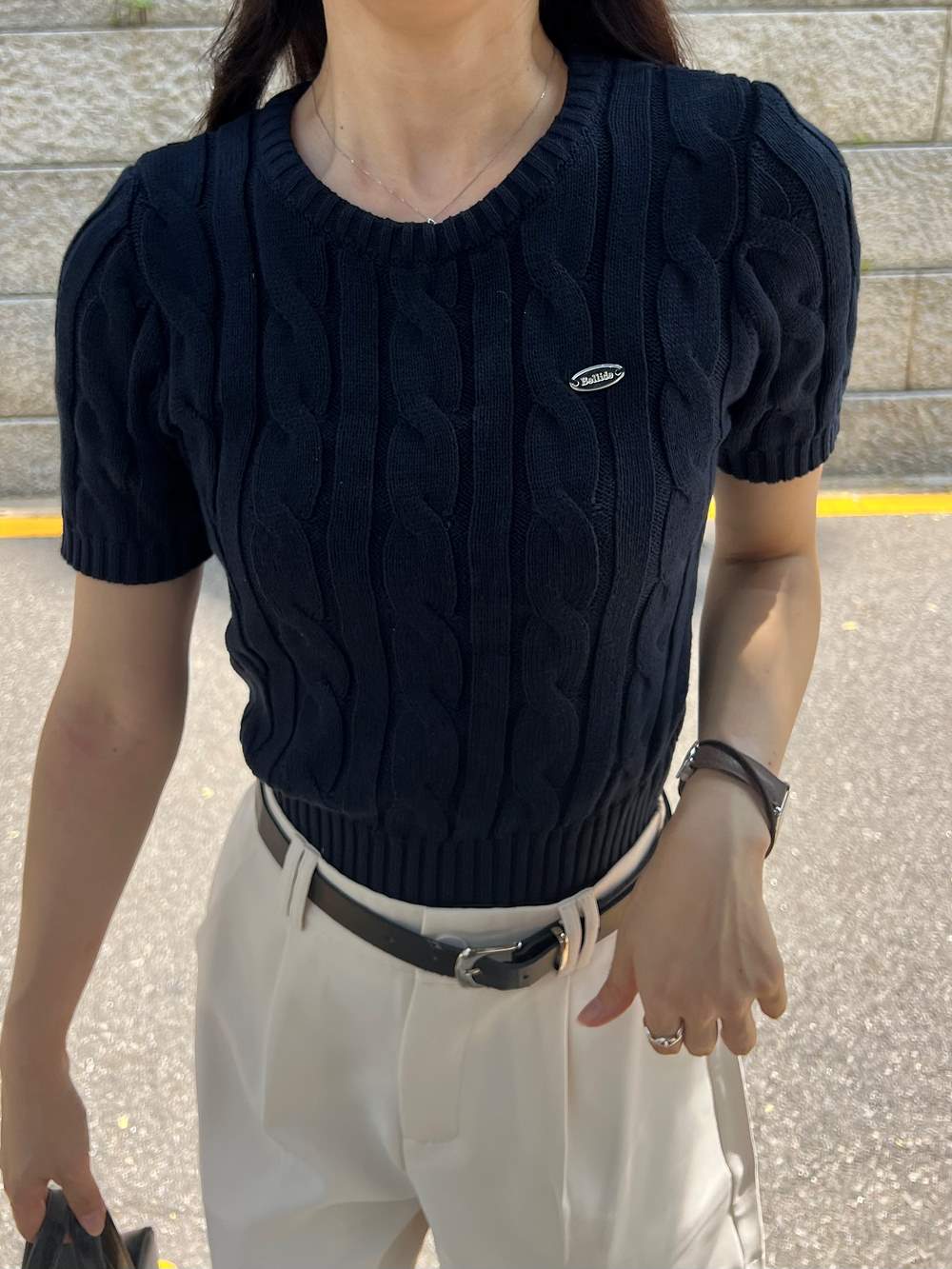 メタリックモチーフ半袖ニット | 詳細画像3