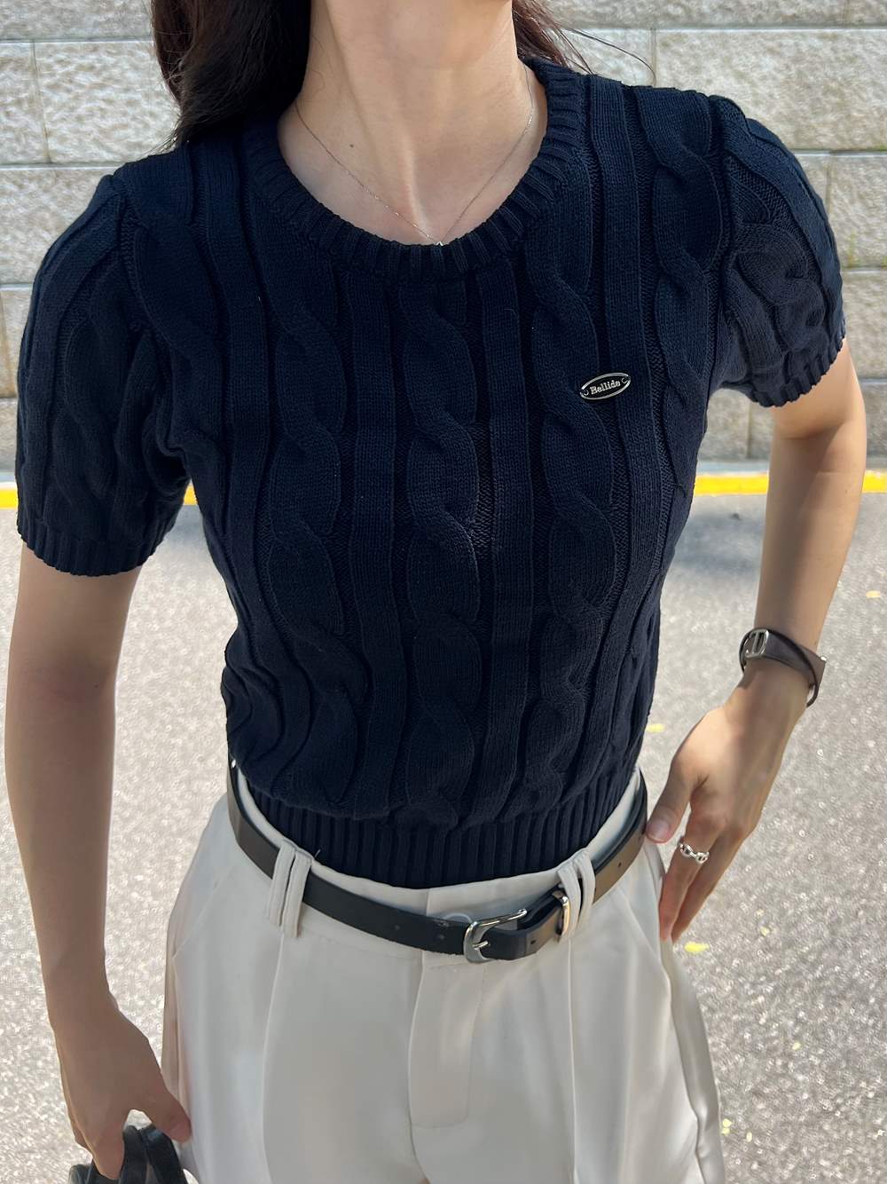 メタリックモチーフ半袖ニット | 詳細画像4