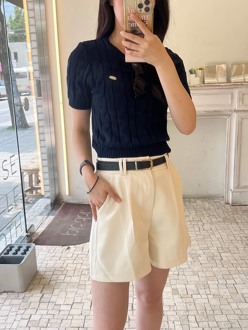 メタリックモチーフ半袖ニット | 詳細画像14