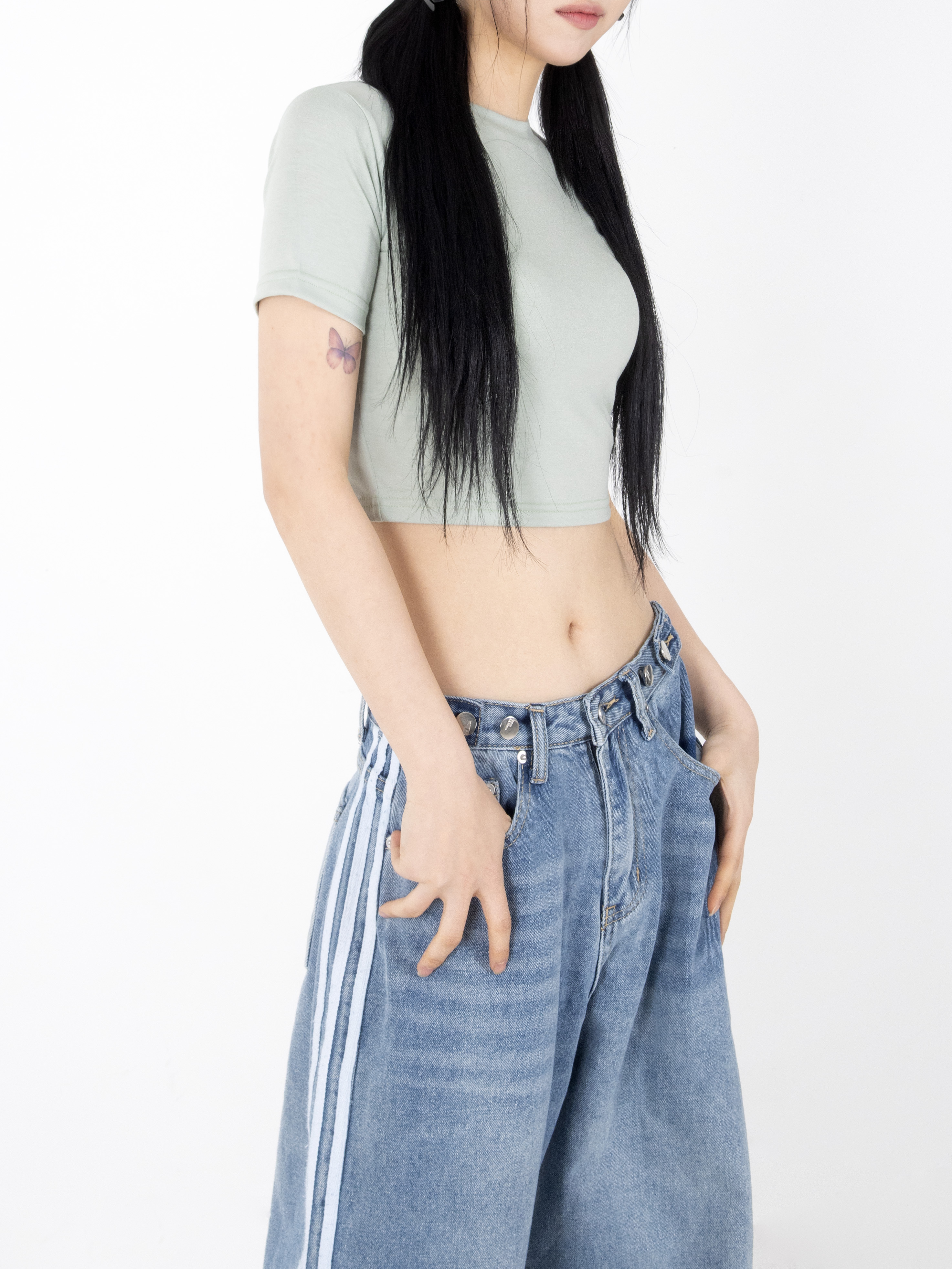 ラウンドネックスリムクロップド半袖Tシャツ | 詳細画像6