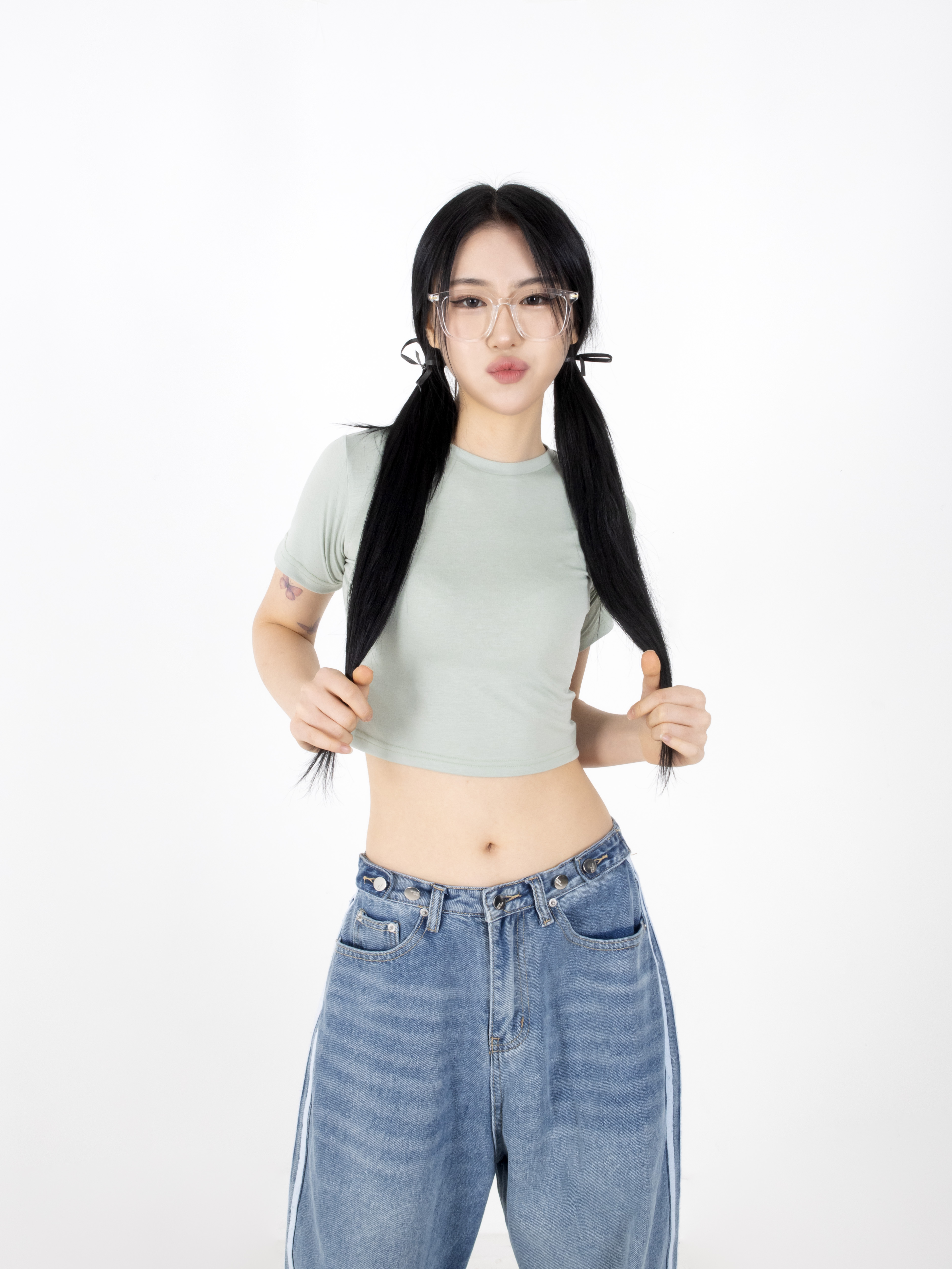 ラウンドネックスリムクロップド半袖Tシャツ | 詳細画像3
