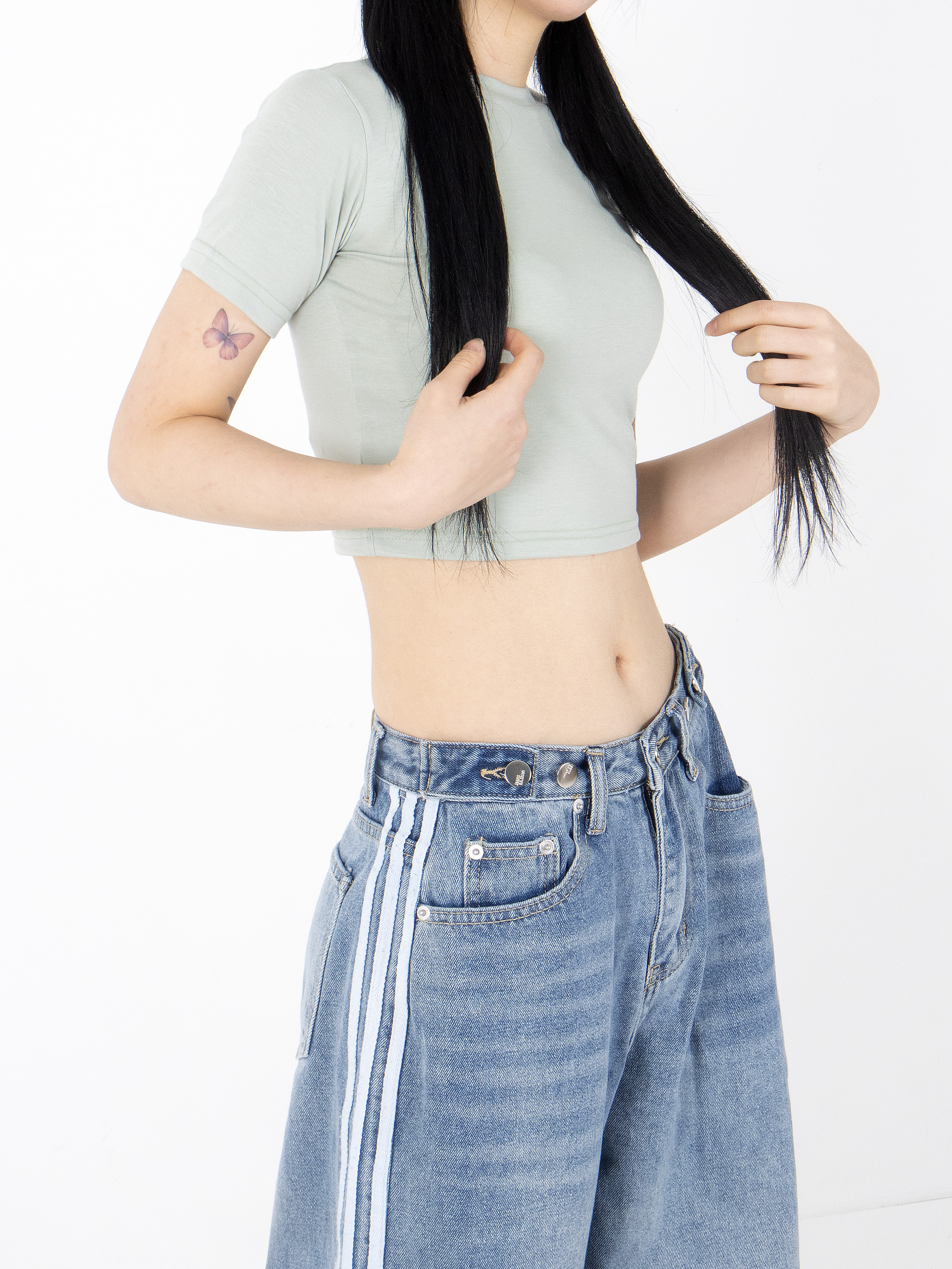 ラウンドネックスリムクロップド半袖Tシャツ | 詳細画像4