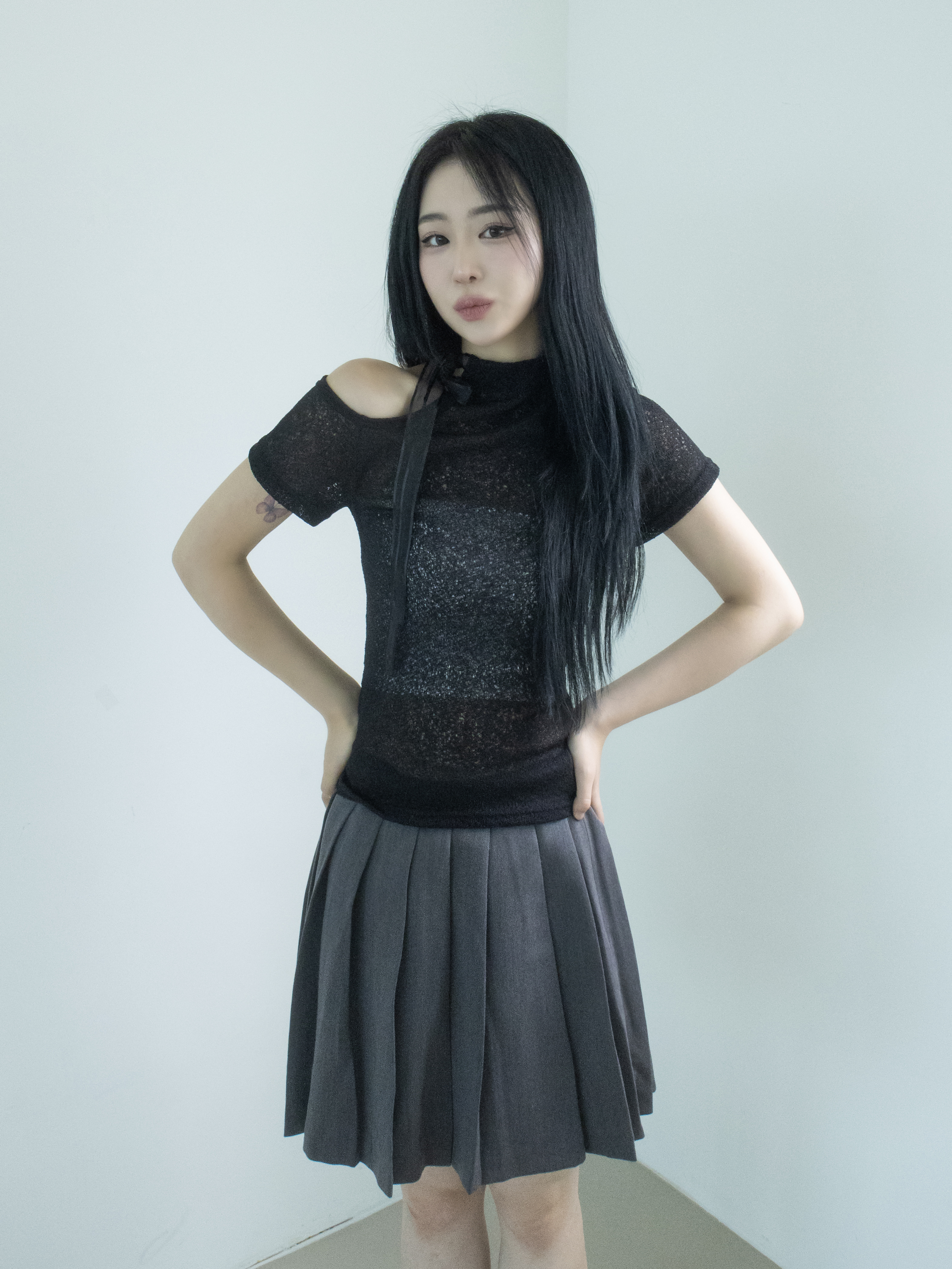 リボンハーフネックワンショル半袖Tシャツ | 詳細画像5