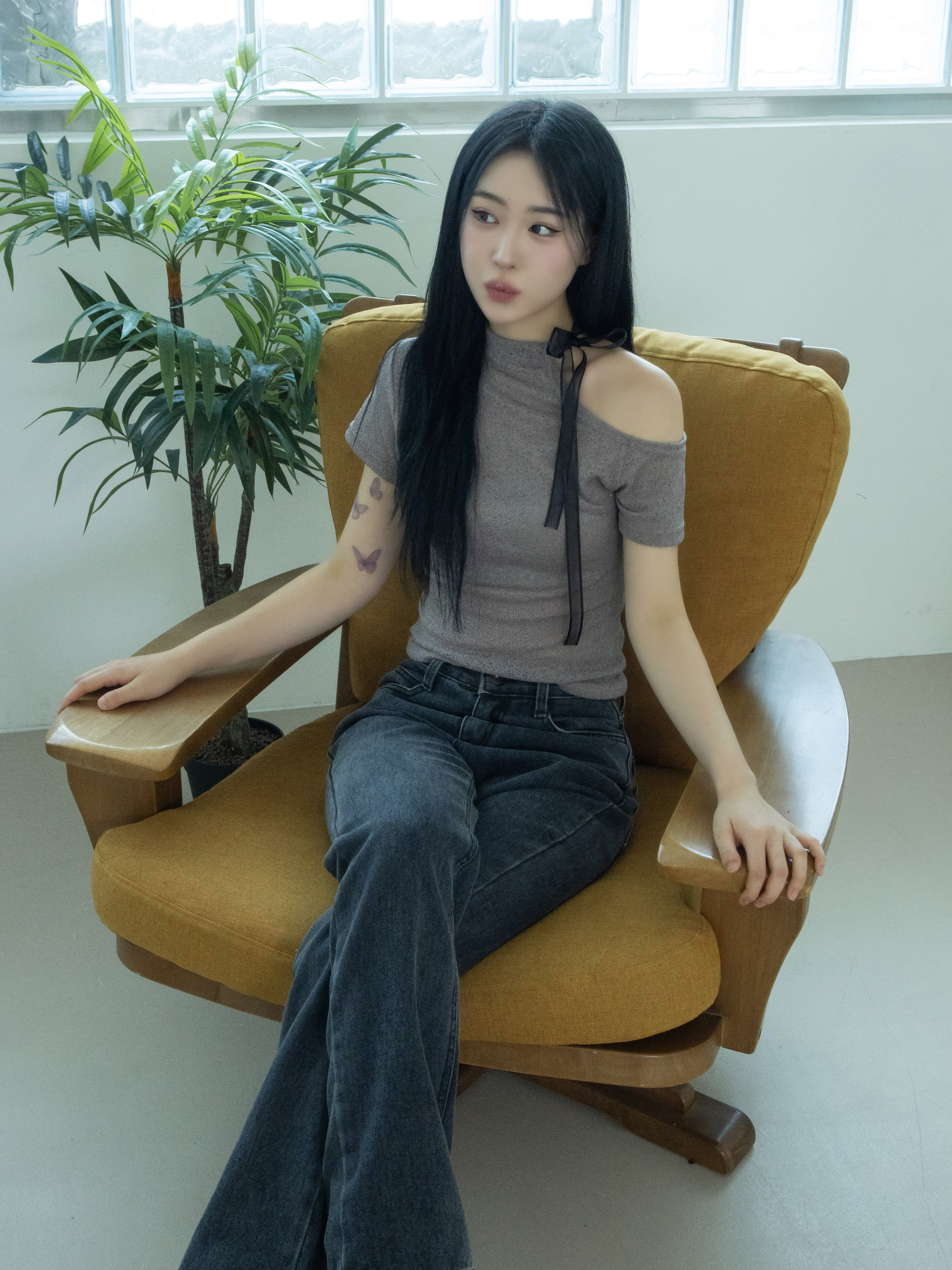リボンハーフネックワンショル半袖Tシャツ | 詳細画像12