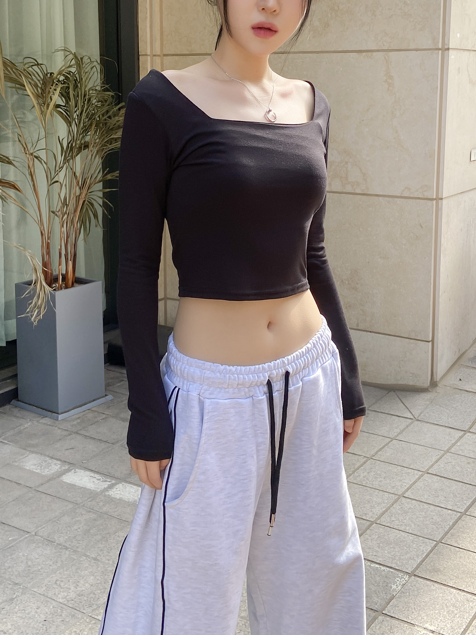クロップドスクエアネック長袖Tシャツ | 詳細画像8