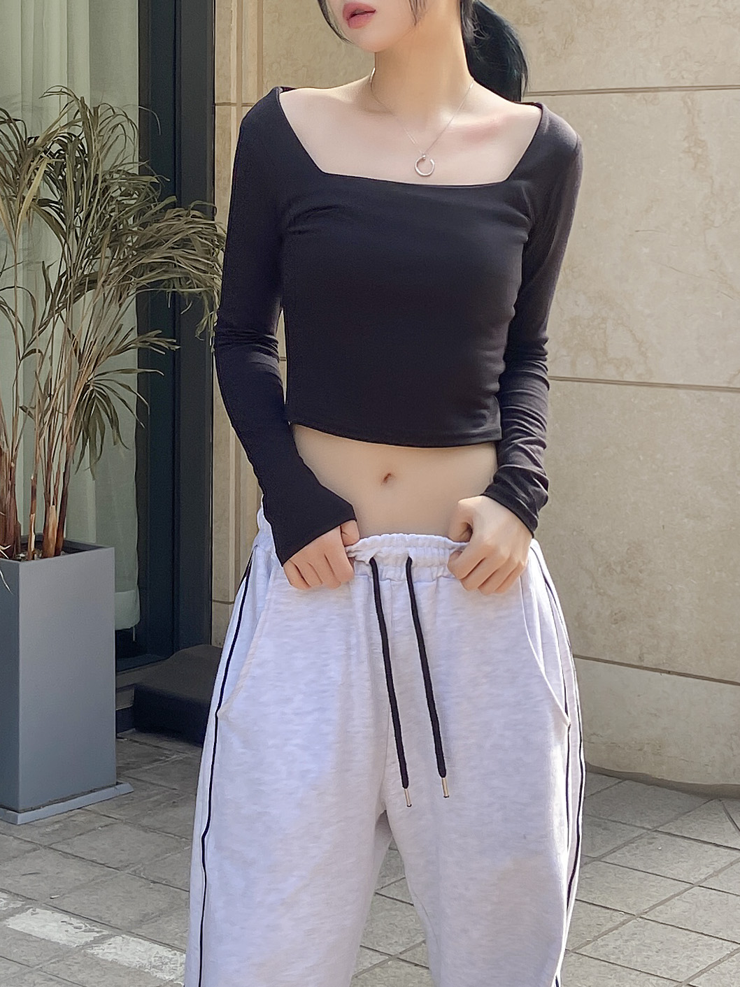 クロップドスクエアネック長袖Tシャツ | 詳細画像10