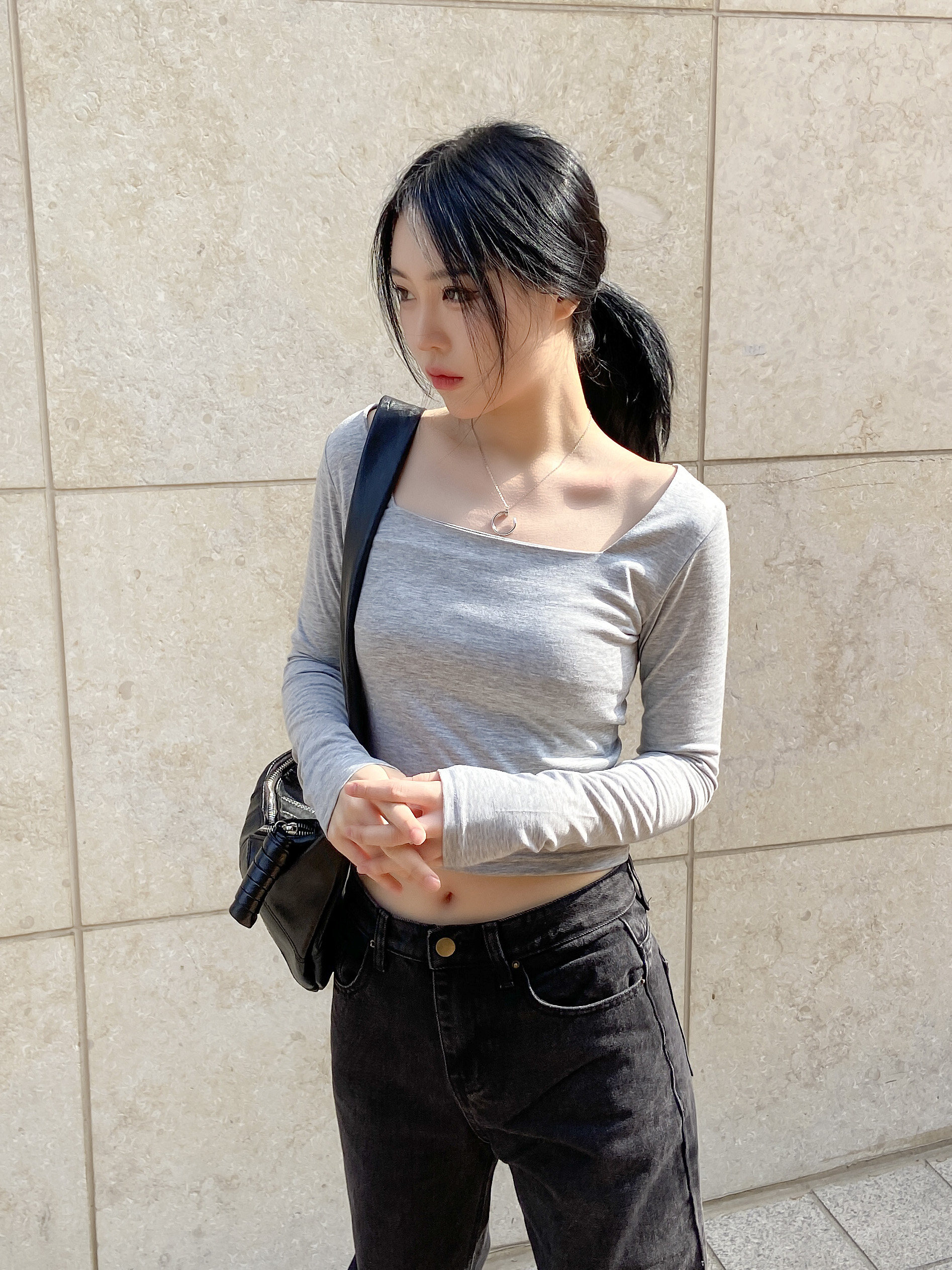 クロップドスクエアネック長袖Tシャツ | 詳細画像15