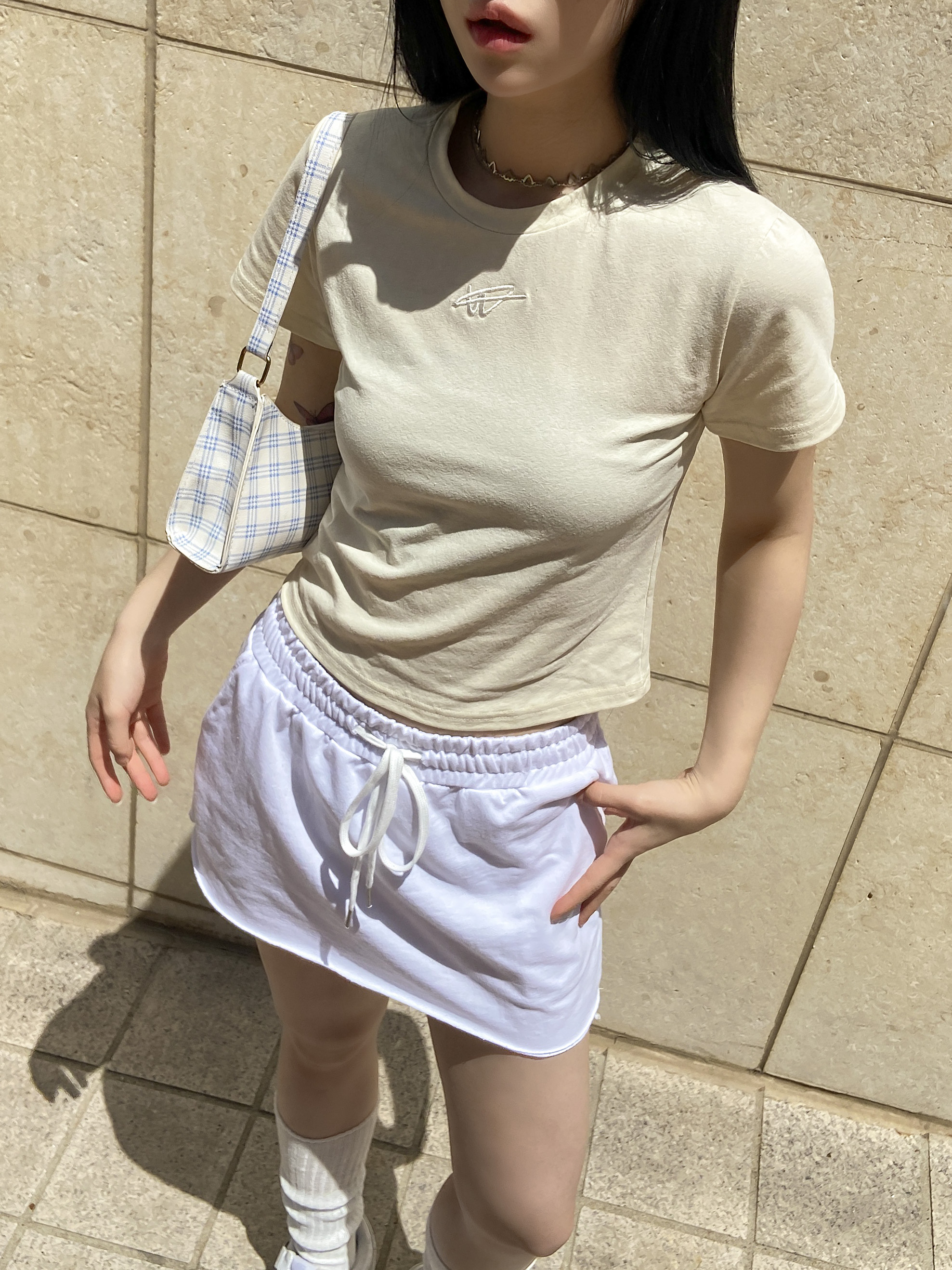刺繍ロゴ半袖クロップドTシャツ | 詳細画像7