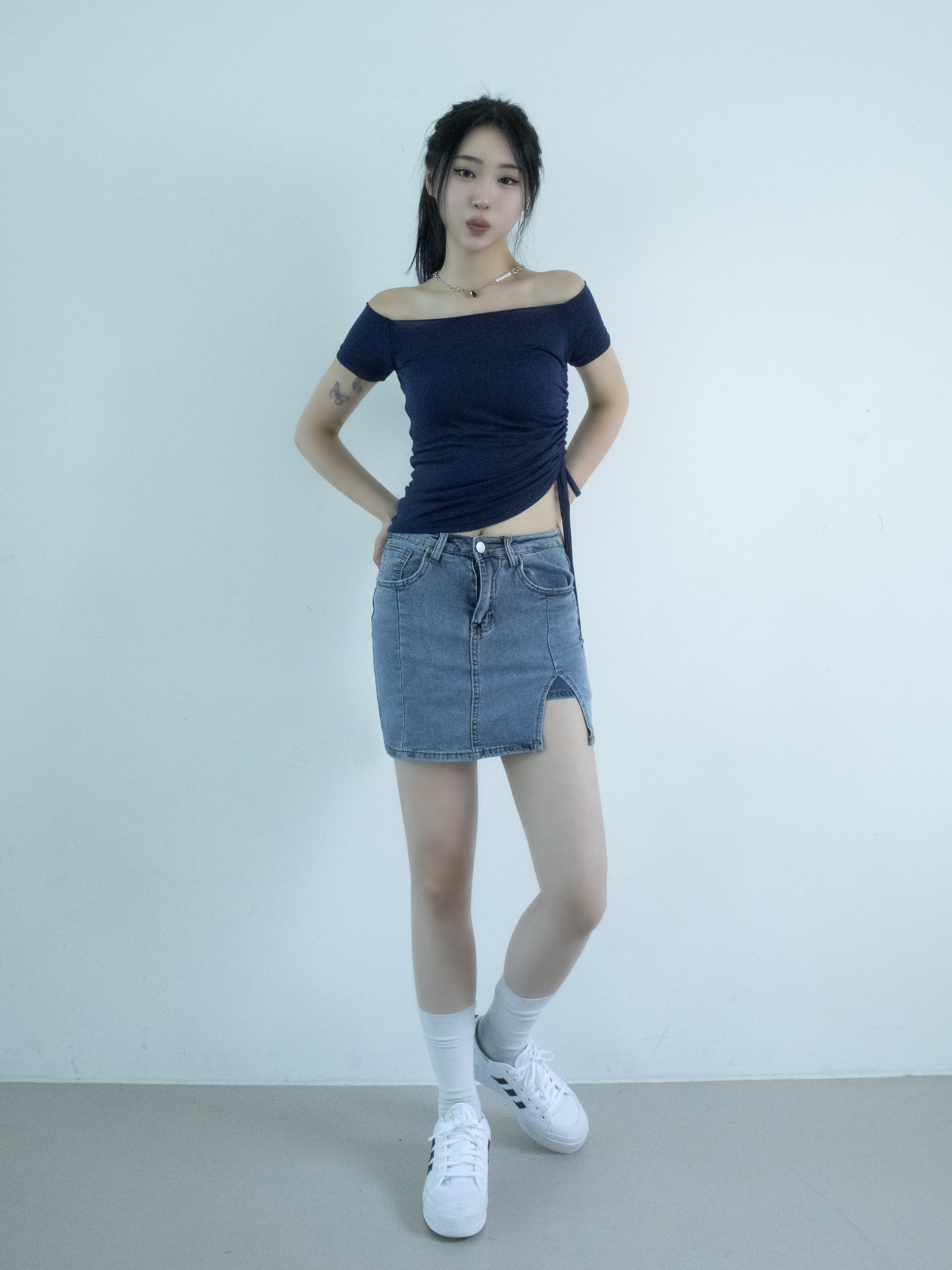 2WAYロールネックシャーリング半袖クロップドTシャツ | 詳細画像6