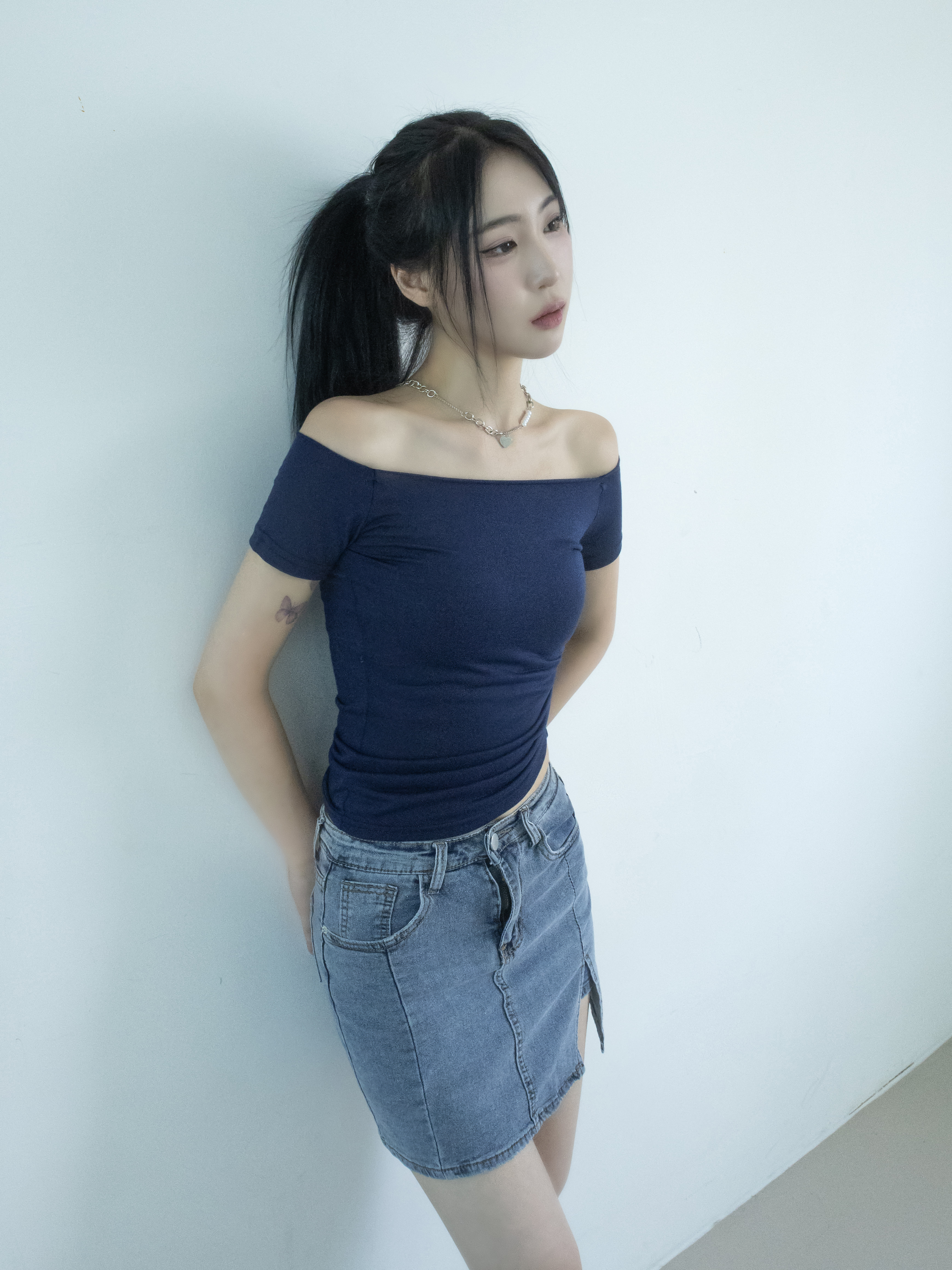 2WAYロールネックシャーリング半袖クロップドTシャツ | 詳細画像5