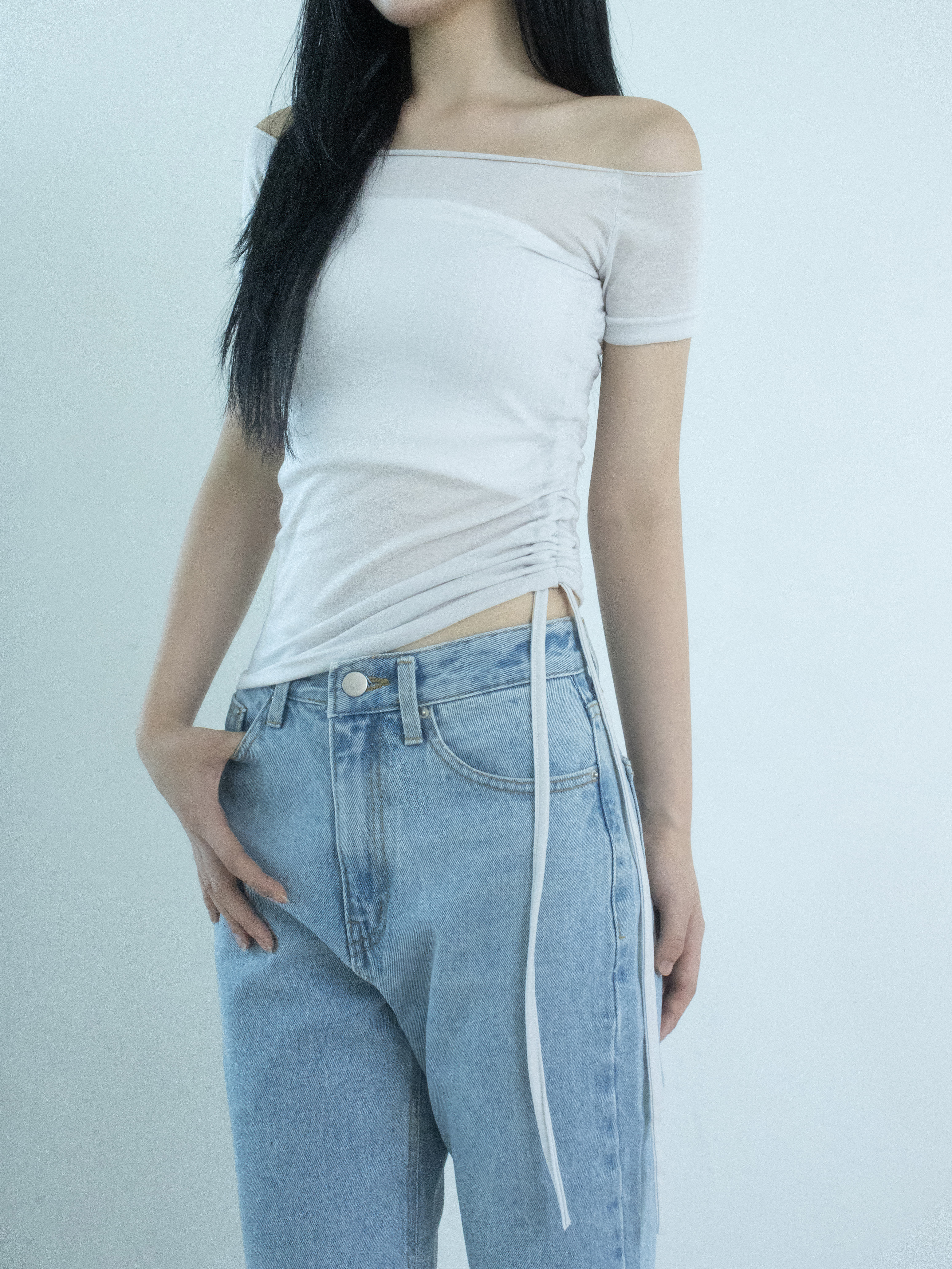 2WAYロールネックシャーリング半袖クロップドTシャツ | 詳細画像20