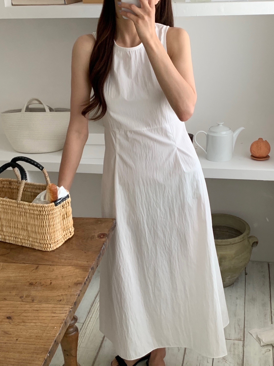 バックボタンスリットダーツノースリワンピース | 詳細画像10