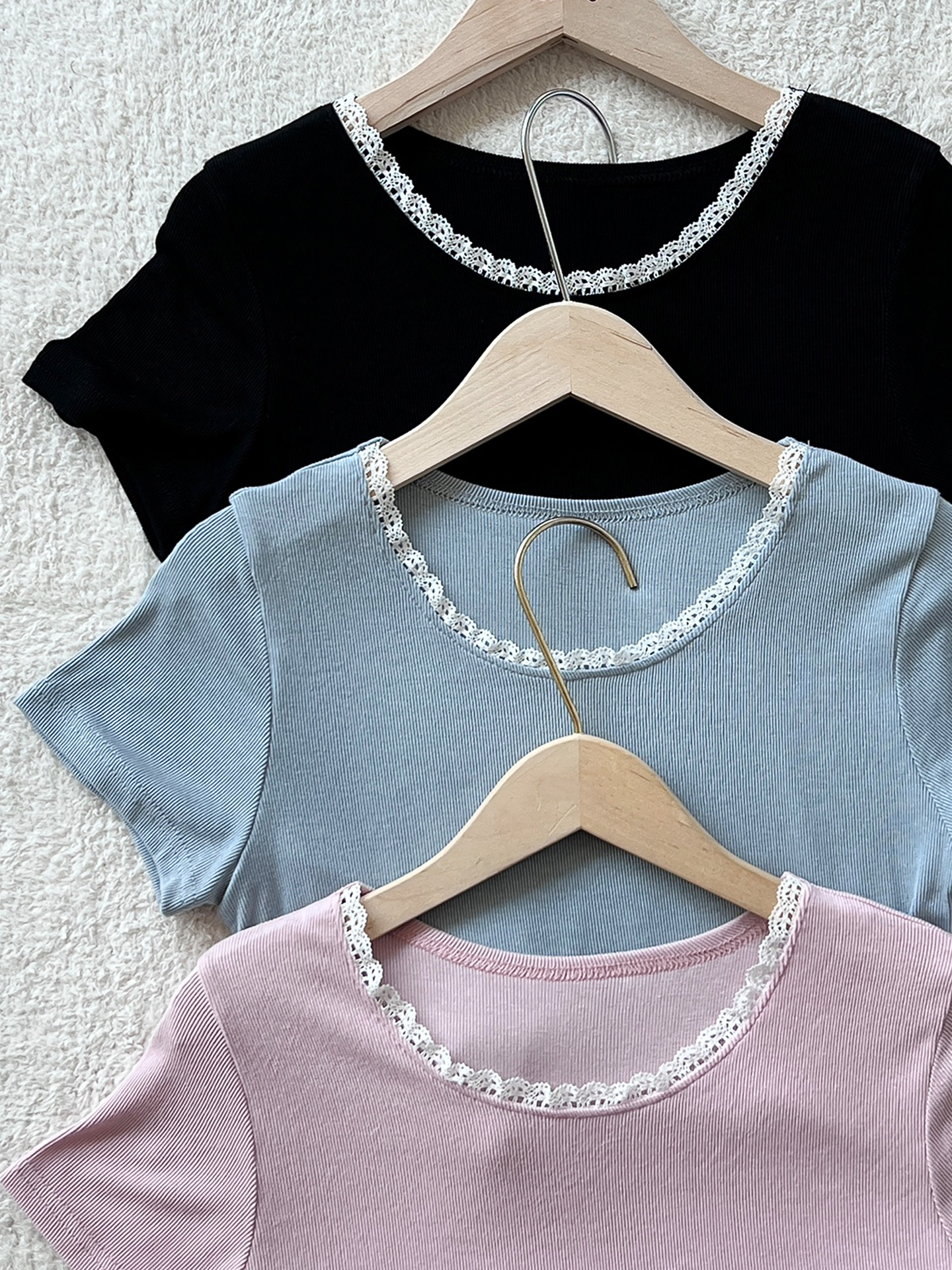 スカラップレースラウンドネック半袖Tシャツ | 詳細画像8